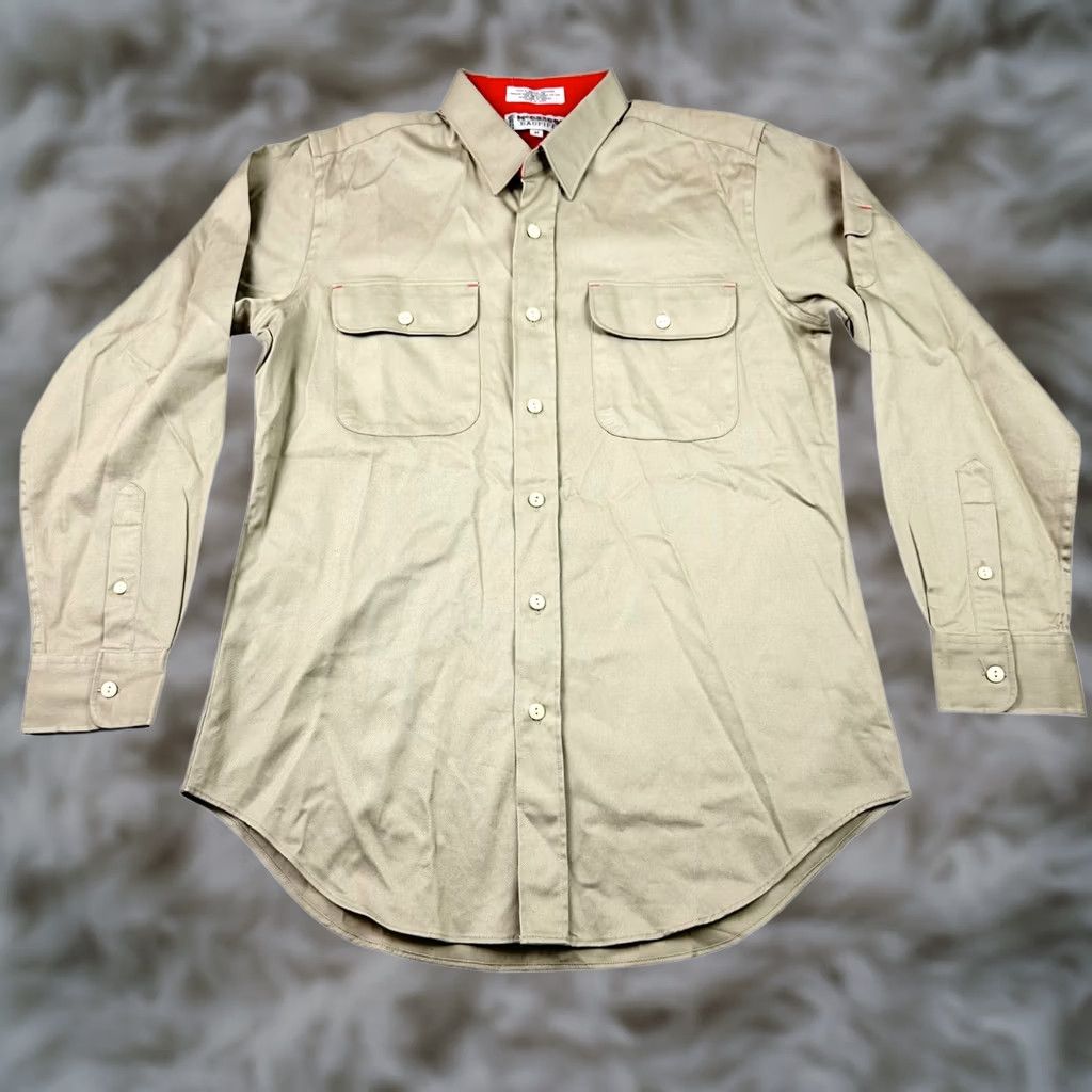 McGregor McGregor Bagpiper Button-Up Shirt Men's Long Sleeve Cotton Tan/Khaki Medium Beige Solid Size US M / EU 48-50 / 2 - 1 Thumbnail