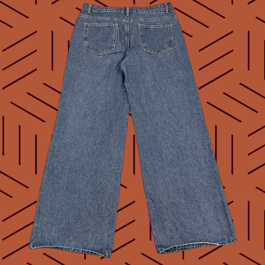 Vintage VINTAGE Edikted Wide Leg Jeans Womens Large 32x32 Blue Denim Grunge Skater Mid Rise Y2K Size 36" / US 14 / IT 50 - 1 Thumbnail