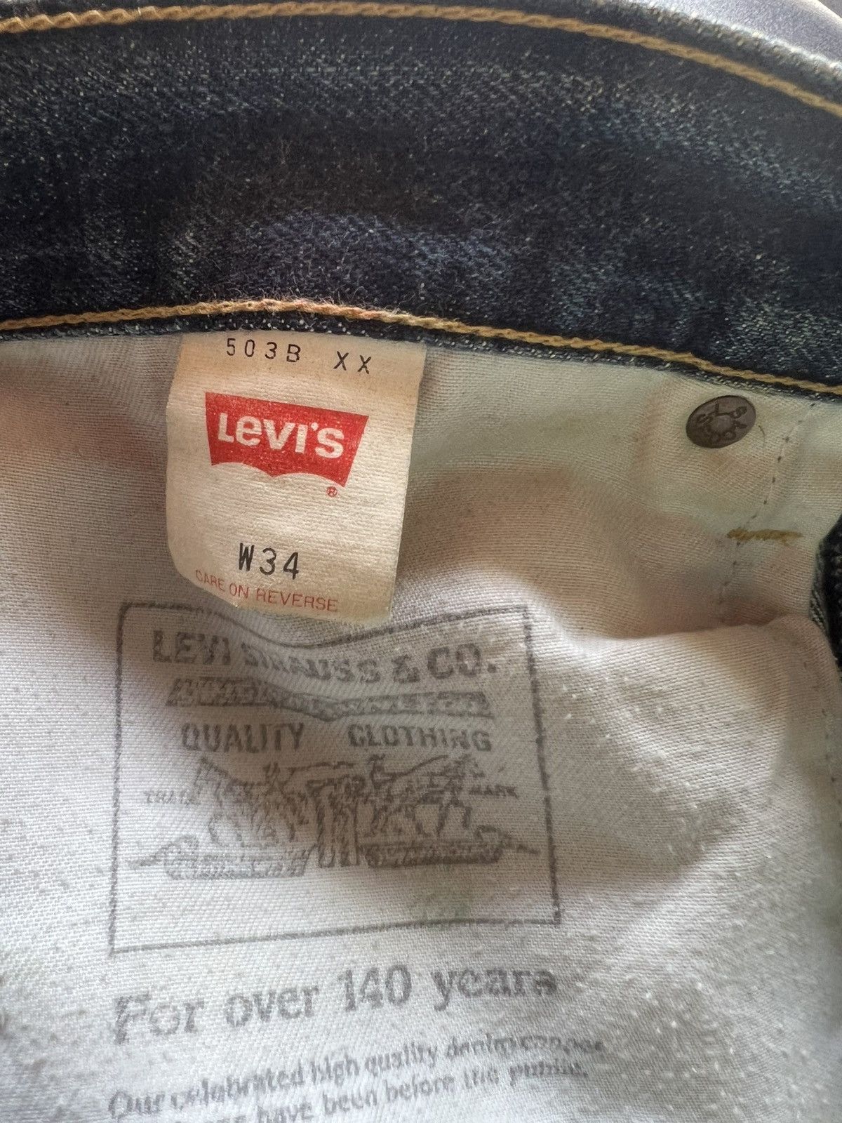 Levi's VTG 1994 Levi’s 503B XX Big E Dirty Mud Denim Selvedge Jeans Size US 34 / EU 50 - 24 Thumbnail