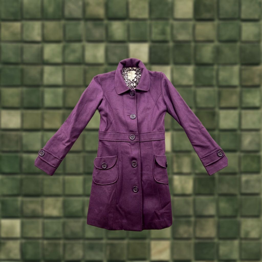 Vintage Tulle Purple Overcoat Coat Women’s Size S Lined Pockets Wool Blend Wool Buttoned Mid-Length Size S / US 4 / IT 40 - 1 Thumbnail