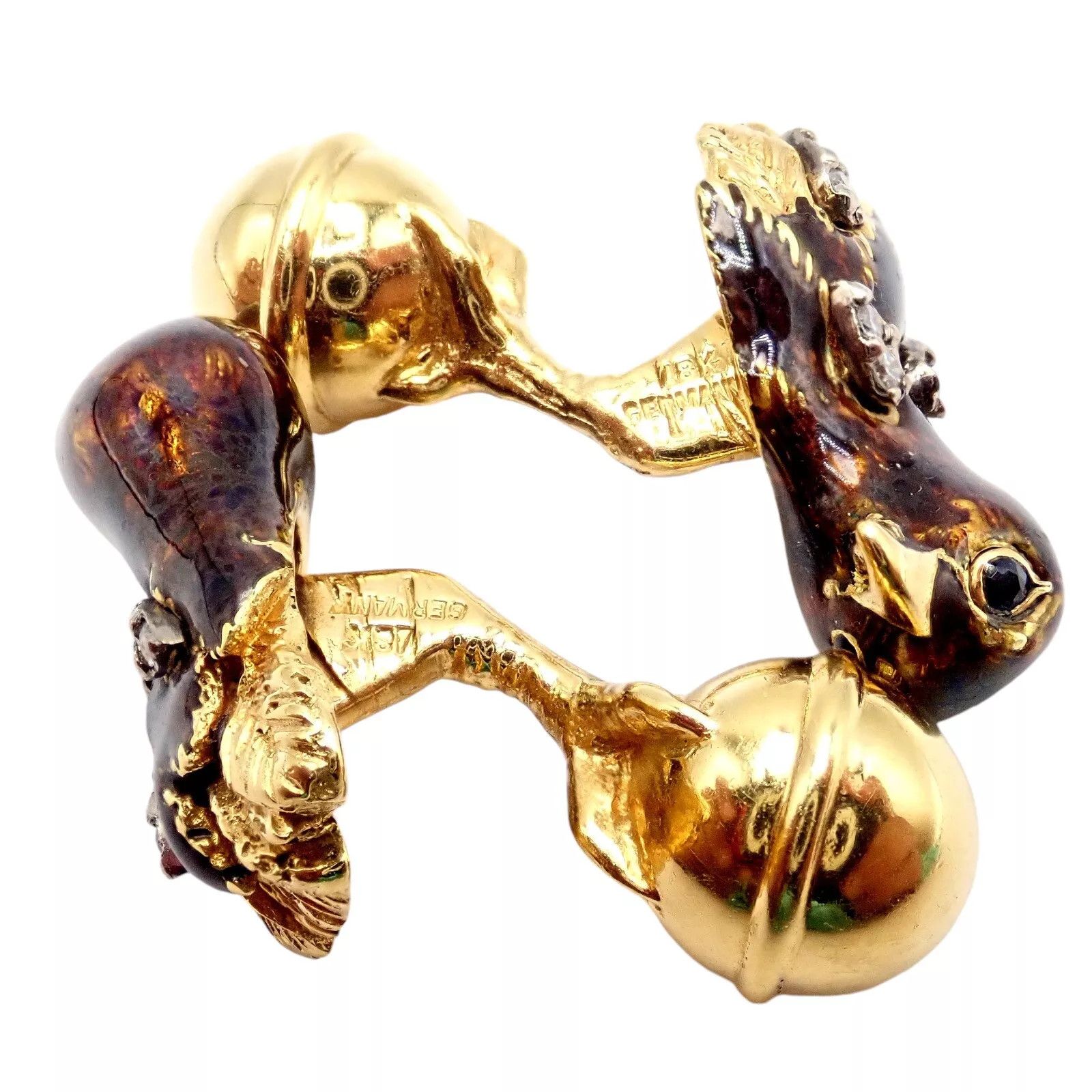 Tiffany & Co. 18k Yellow Gold Diamond Enamel Falcon Eagle Bird Cufflinks Size ONE SIZE - 6 Thumbnail