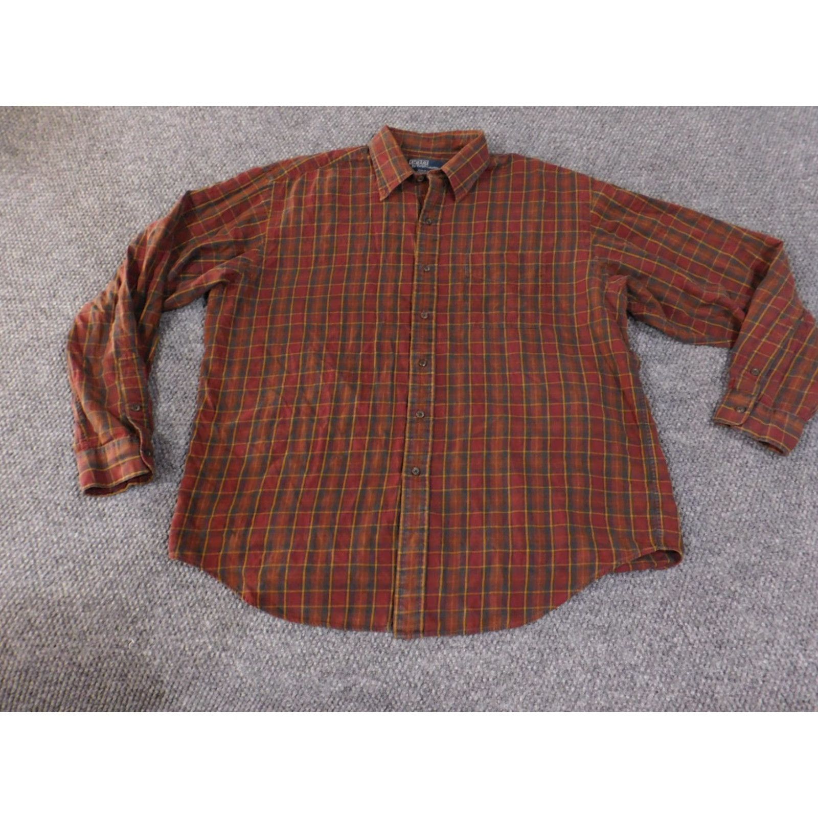 Polo Ralph Lauren Polo Ralph Lauren Shirt Mens XL Brown Red Plaid Long Sleeve Button Front Size US XL / EU 56 / 4 - 2 Thumbnail