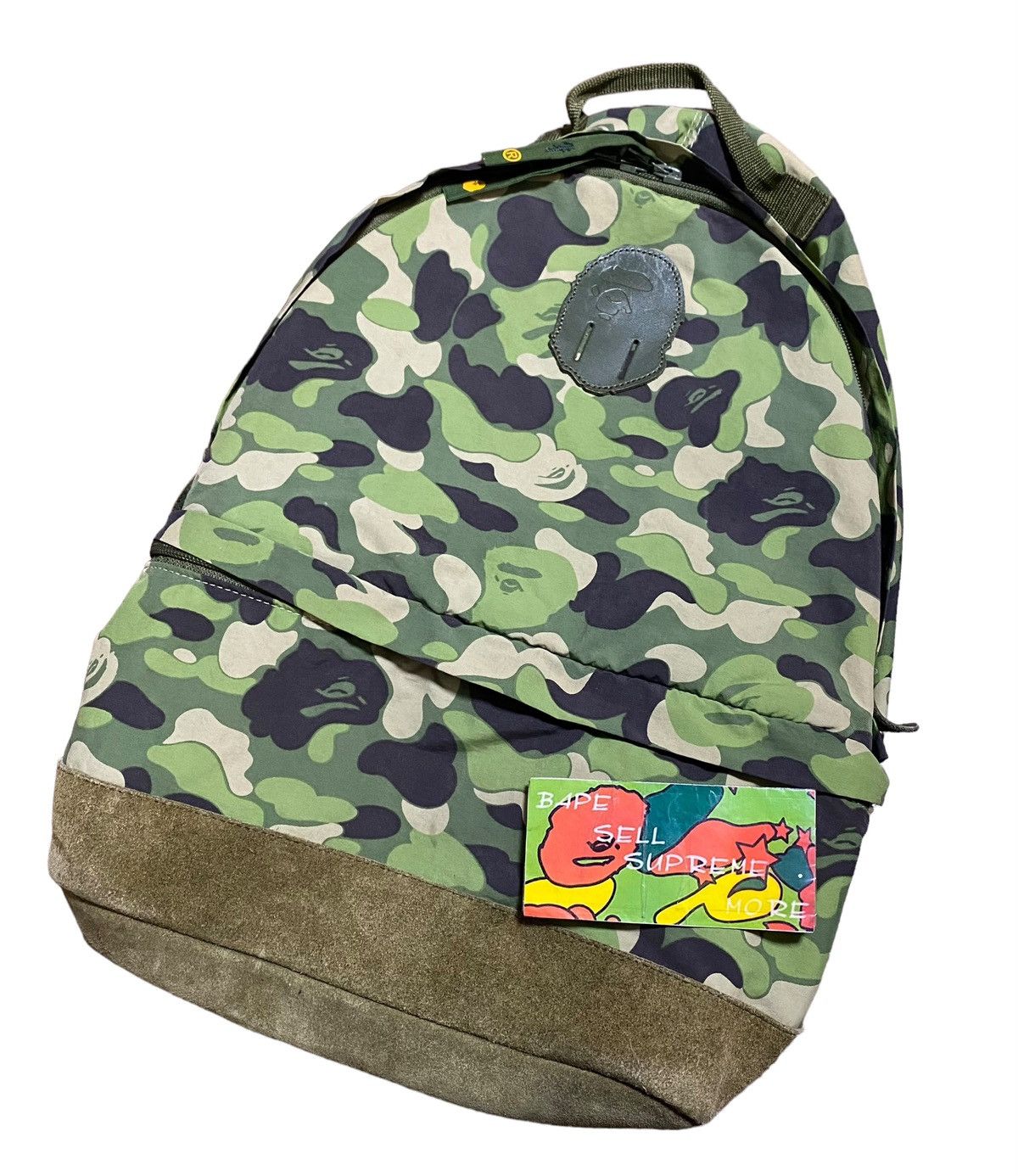 Pre-owned Bape Abc Green Camo Backpack
