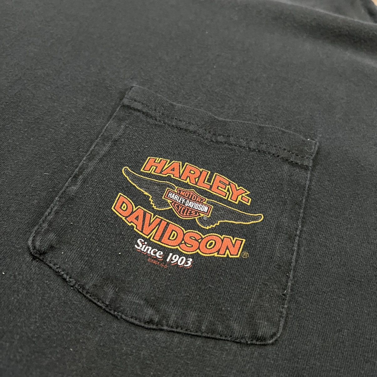 Harley Davidson × Vintage Vintage Harley Davidson Tshirt Motorcycle Biker Pocket Faded Size US XXL / EU 58 / 5 - 4 Thumbnail