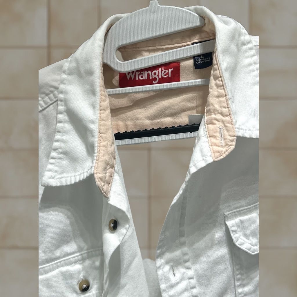 Wrangler Wrangler Shirt Long Sleeve Button-Up Mens Red Label Cotton White L Size US L / EU 52-54 / 3 - 1 Thumbnail