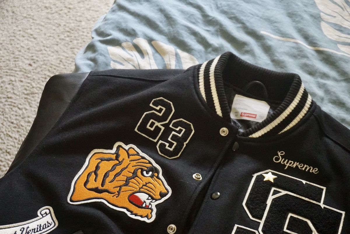 Supreme Fw23 tiger varsity jacket | Grailed