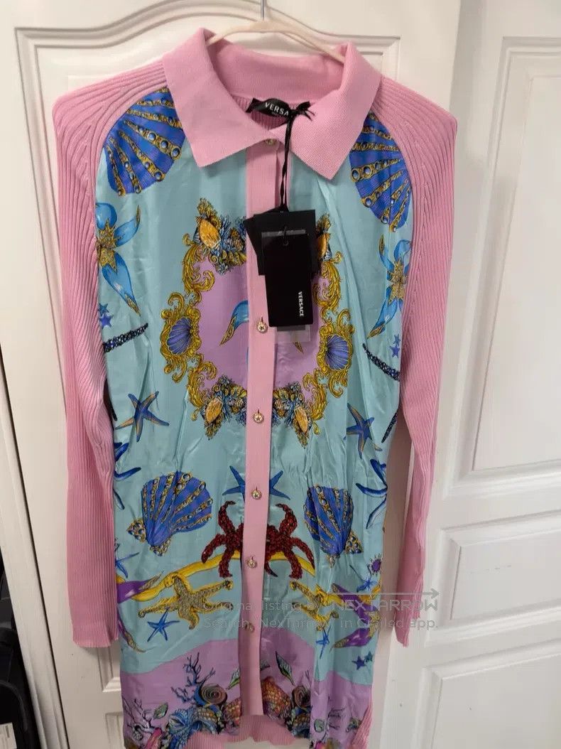 Versace Versace Ocean collection knitted panelled dress Size L / US 10 / IT 46 - 1 Thumbnail