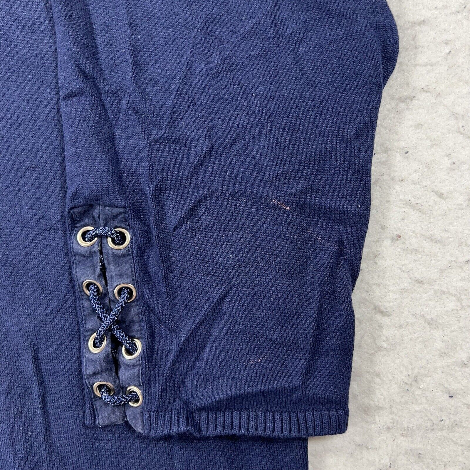 Other TEDDI Large Navy Blue 3/4 Sleeve Sweater Lace Up Wrists Top Size L / US 10 / IT 46 - 7 Thumbnail