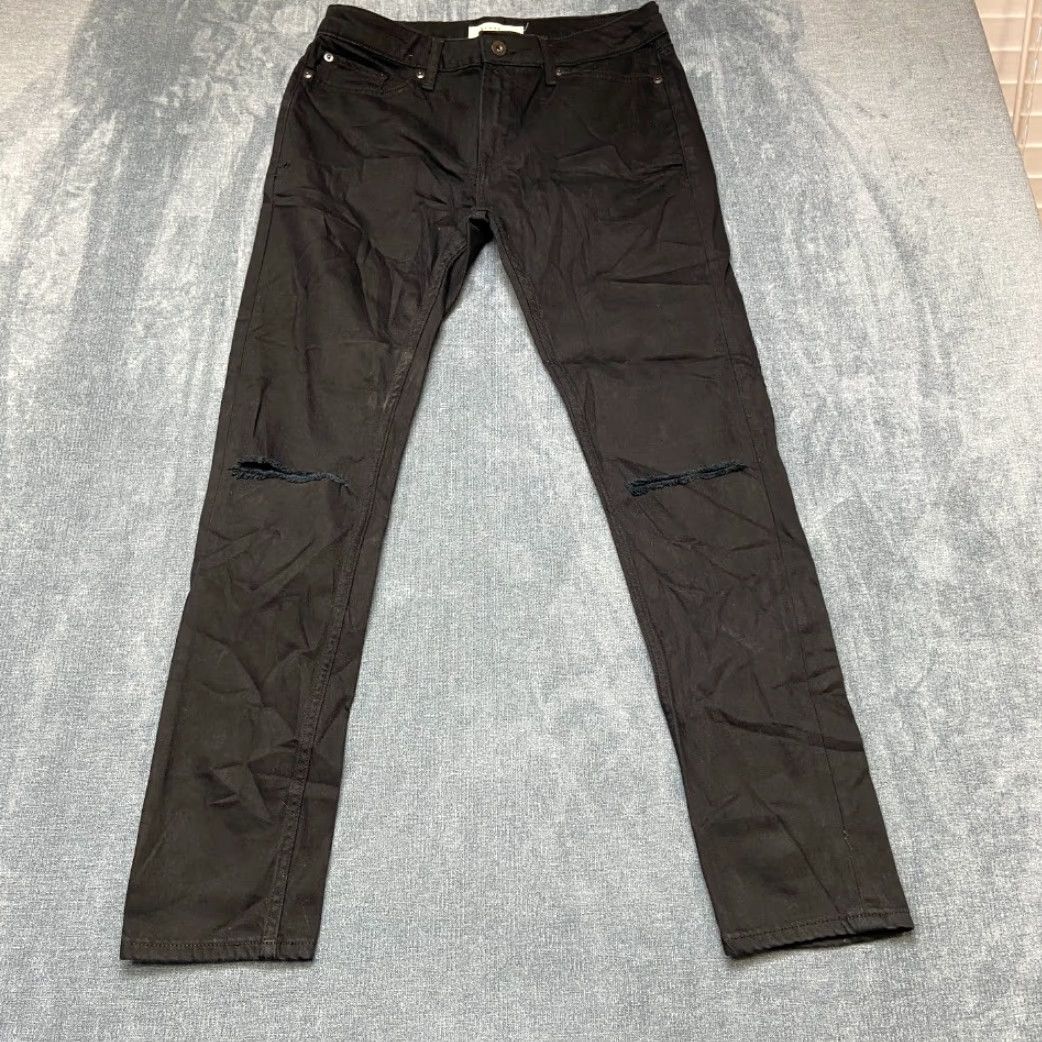 Topman Topman Jeans Mens 32x32 Black Denim Cotton Stretch Skinny Leg Distressed Trendy Size US 32 / EU 48 - 7 Thumbnail