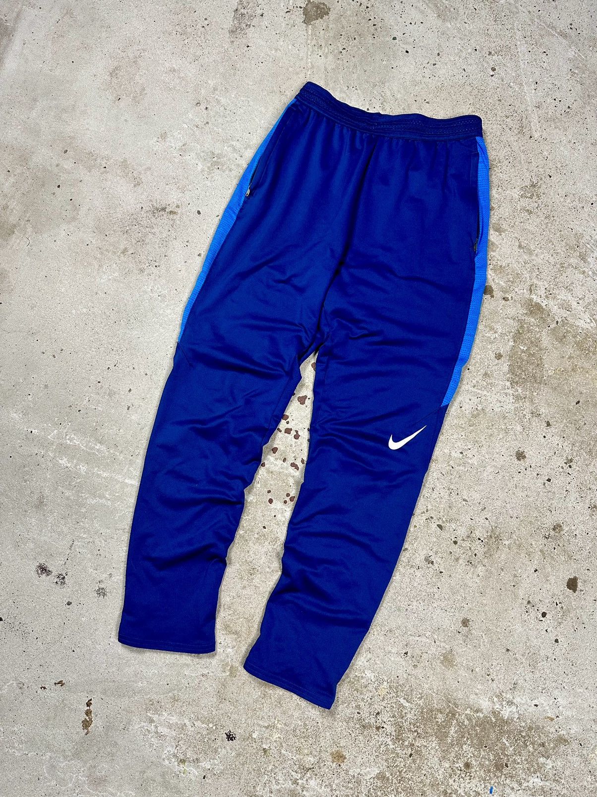 Nike × Vintage Vintage Nike Blue Track Pants Swoosh Drill y2k Size US 29 - 1 Thumbnail