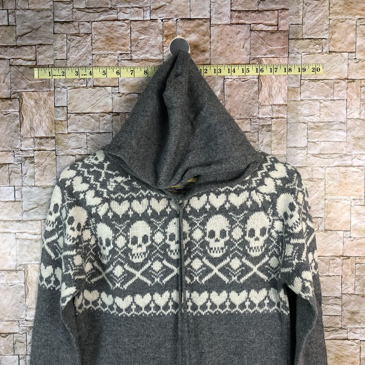 Japanese Brand S.I.D skull Grey Hoodie knitwear sweater #A518 Size S / US 4 / IT 40 - 5 Thumbnail
