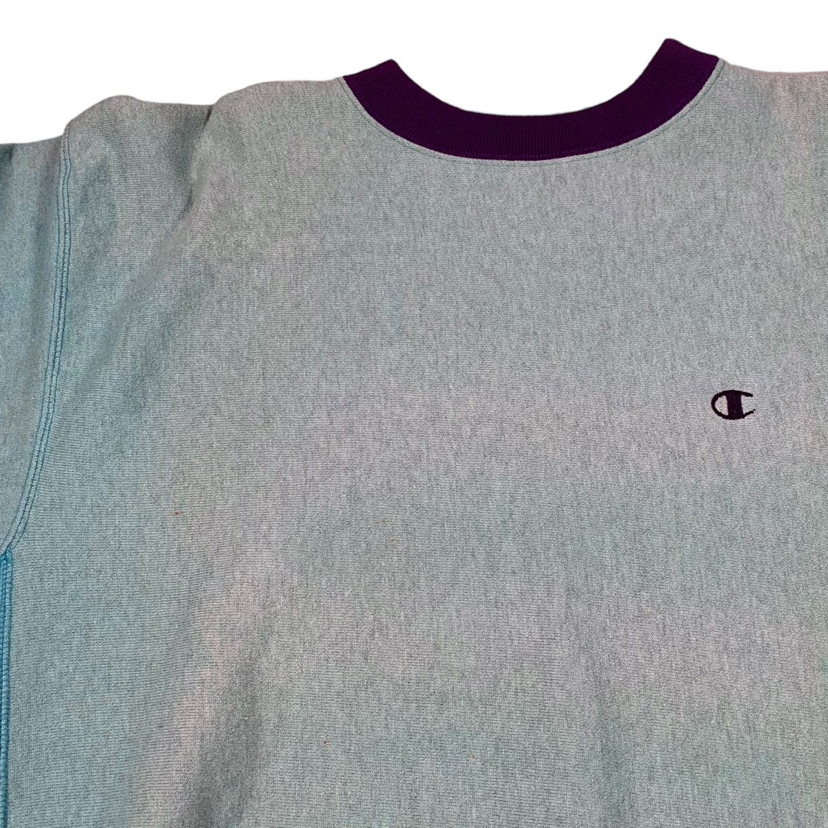 Champion VTG Champion Reverse Blue Purple Elbow Patch Sweatshirt Size US XL / EU 56 / 4 - 4 Thumbnail