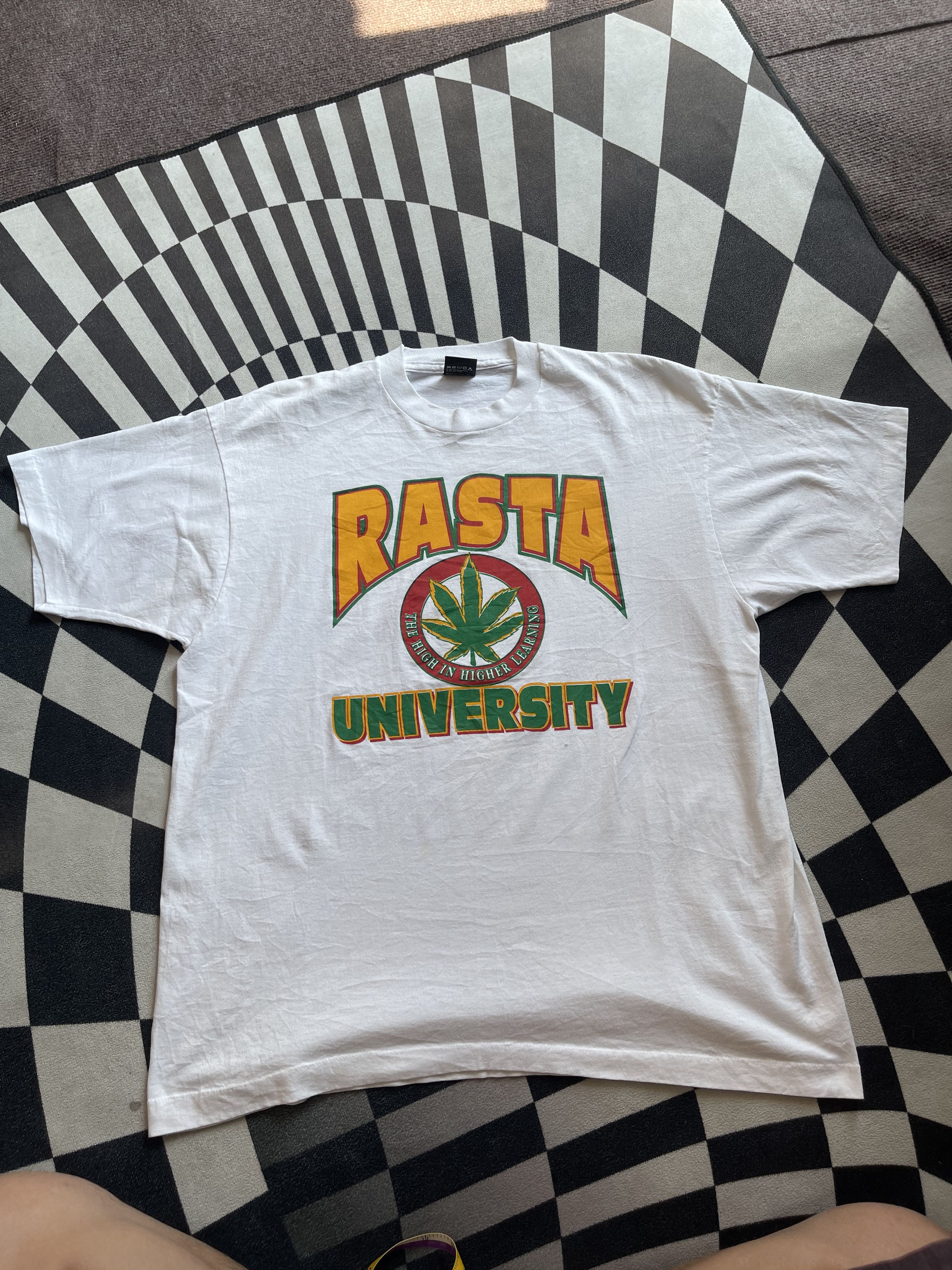 Vintage Vintage 90s Rasta University "High In Higher Learning" Tee Size US XL / EU 56 / 4 - 2 Thumbnail