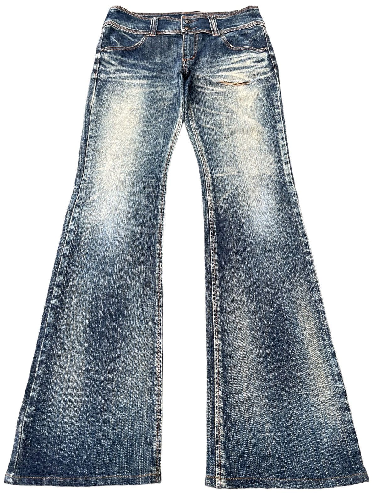 If Six Was Nine Vintage Japanese Brand Brappers Mud Washed Faded Flare Jeans Size US 30 / EU 46 - 1 Thumbnail