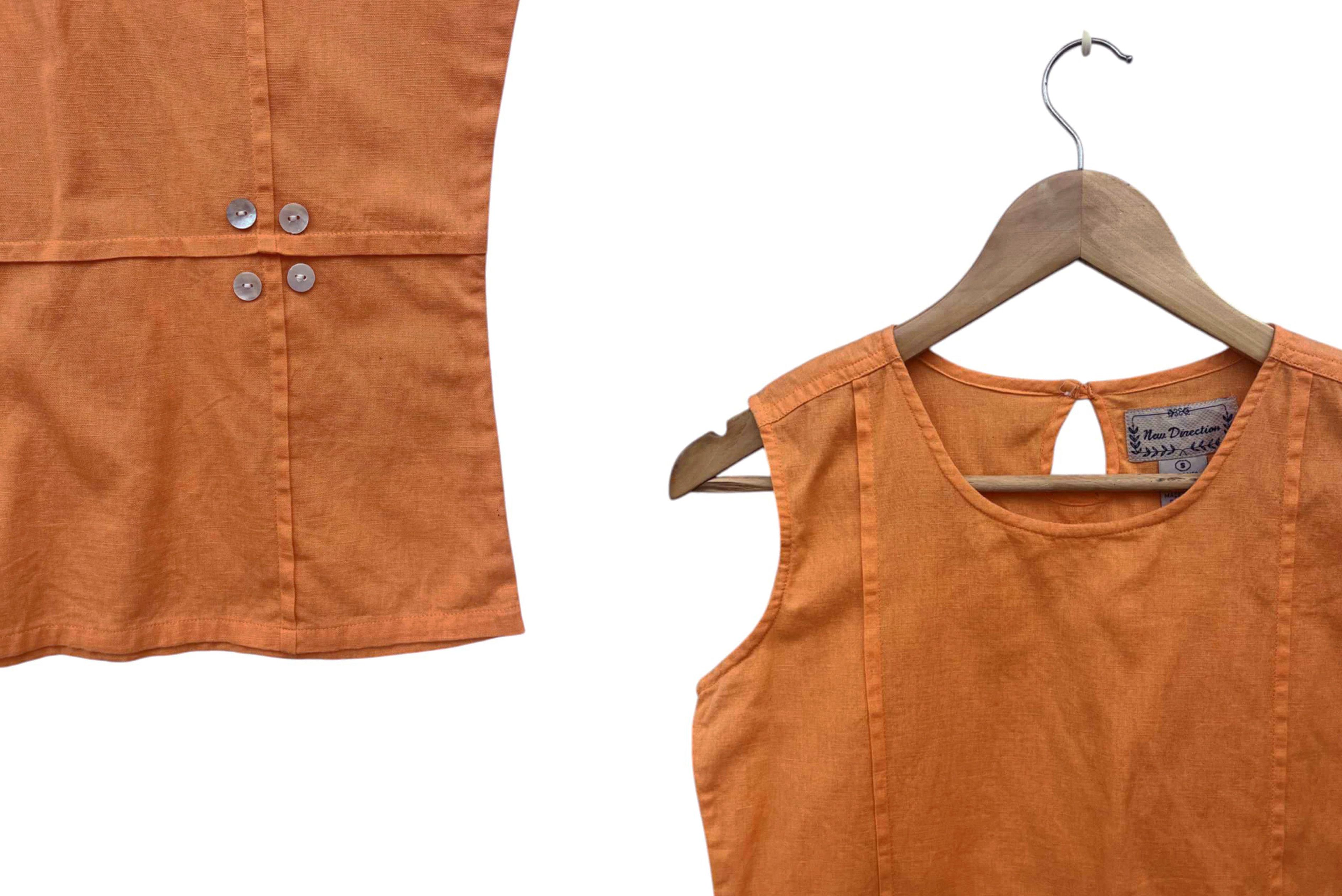 Vintage Linen and cotton sleeveless top, summer tank top Size S / US 4 / IT 40 - 6 Thumbnail