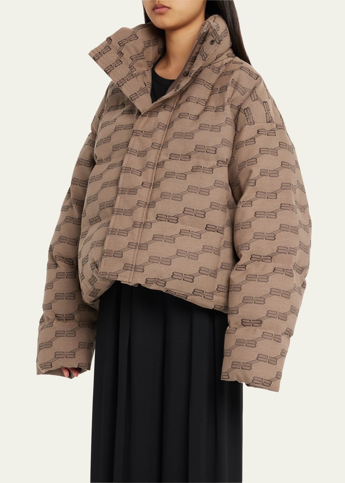 Balenciaga o1mt1gz0924 Dup / BB Monogram Puffer in Beige Size S / US 4 / IT 40 - 3 Thumbnail