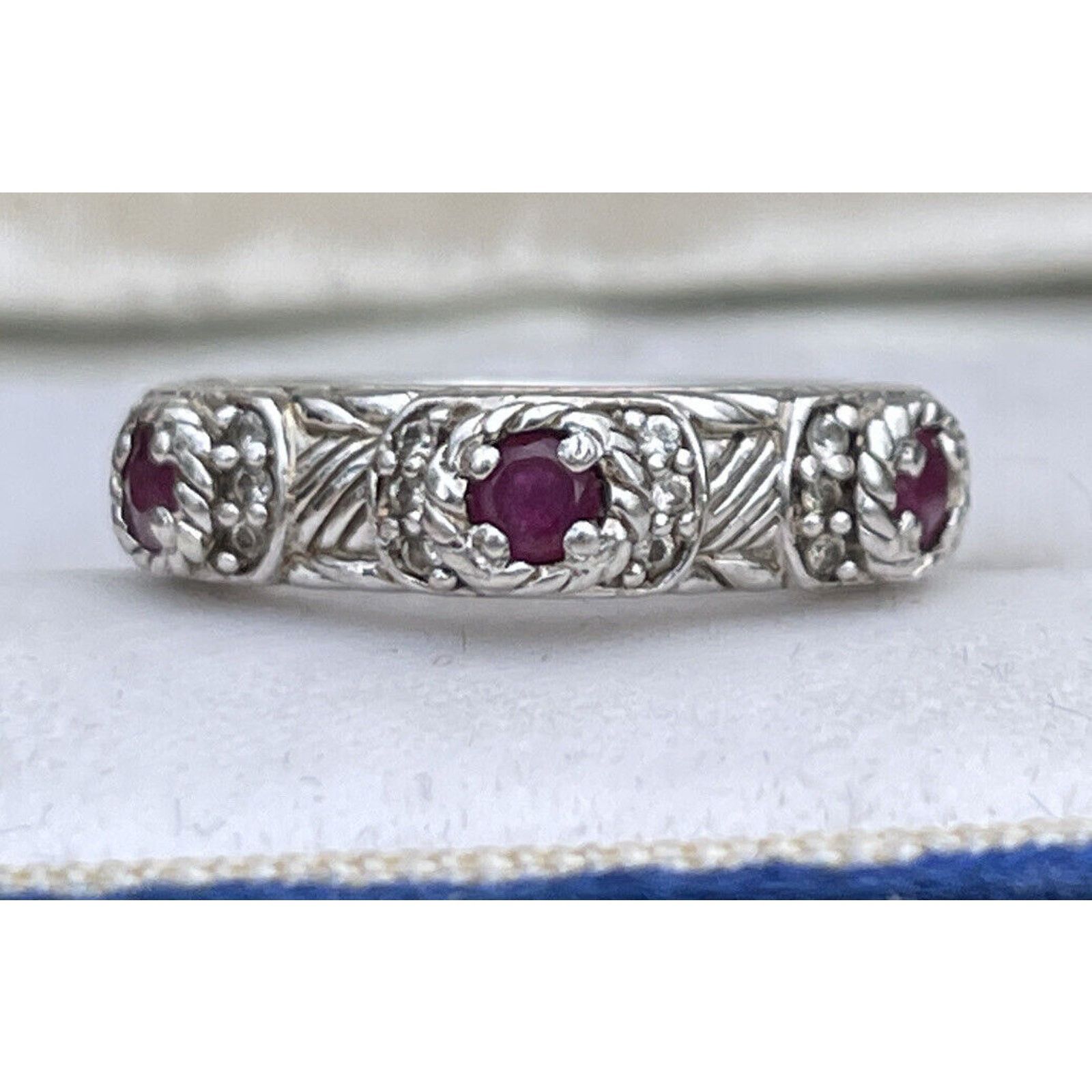 Vintage Judith Ripka Ruby Ring Estate Sterling Silver CZ Size 5 Size ONE SIZE - 1 Thumbnail