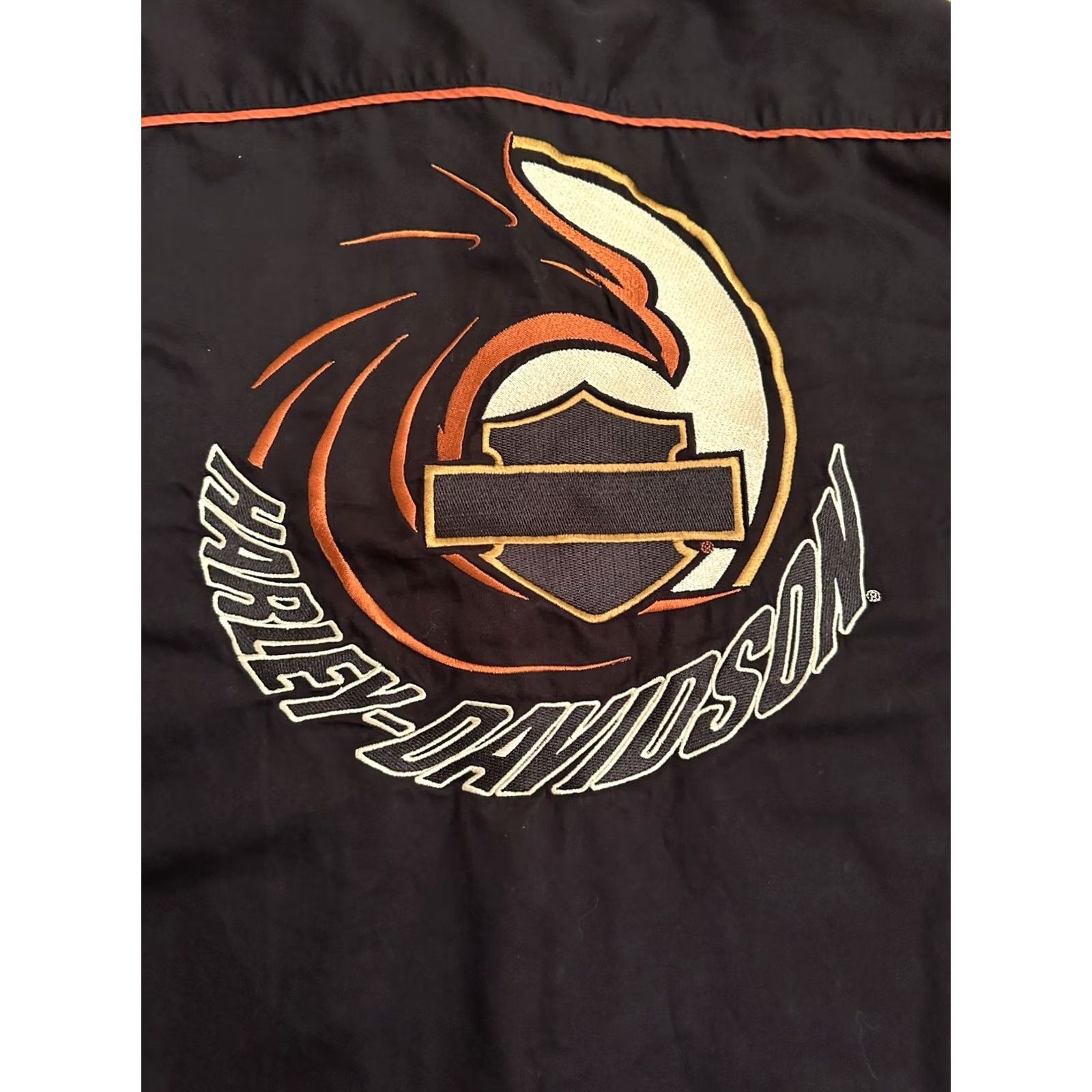Harley Davidson Harley-Davidson Button-Up Shirt Short Sleeve Black Large Lg Men USA Western Y2K Graphics Back Pocket Logo Embroidered Size US 33 - 7 Thumbnail