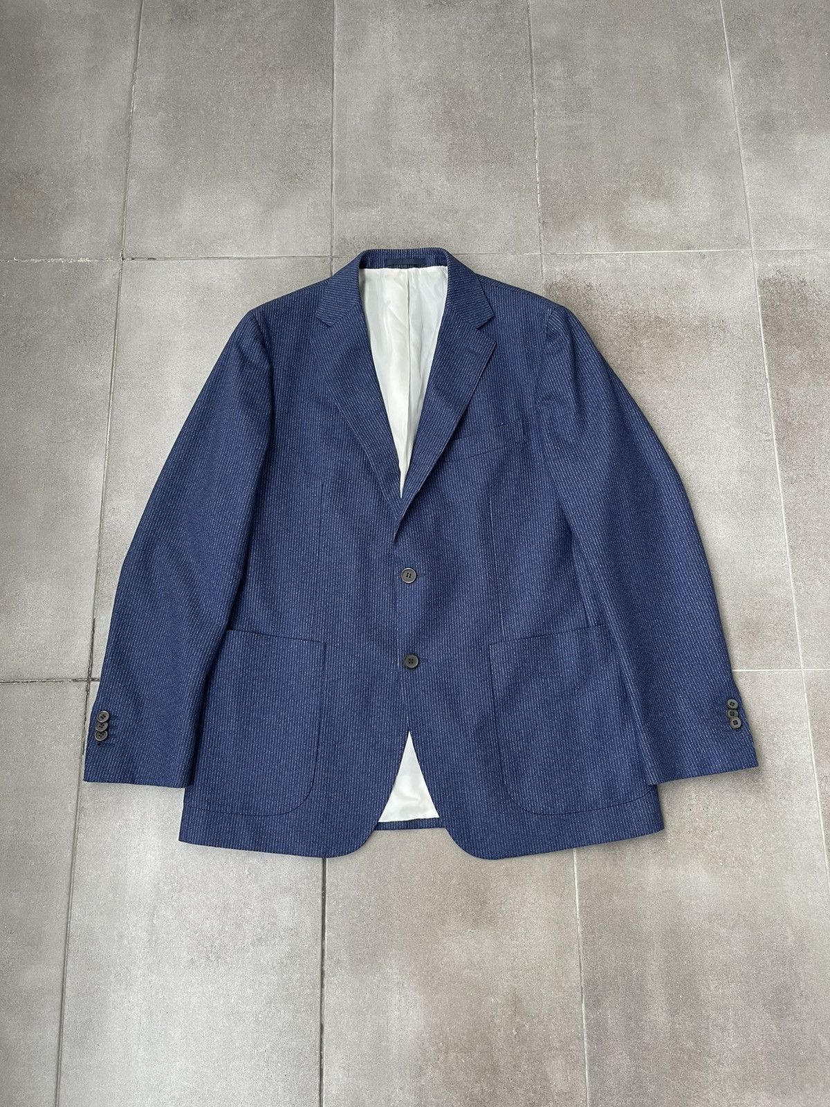 Suitsupply SS15 Suitsupply Havana White Striped Navy Wool Casual Blazer Size US L / EU 52-54 / 3 - 5 Thumbnail