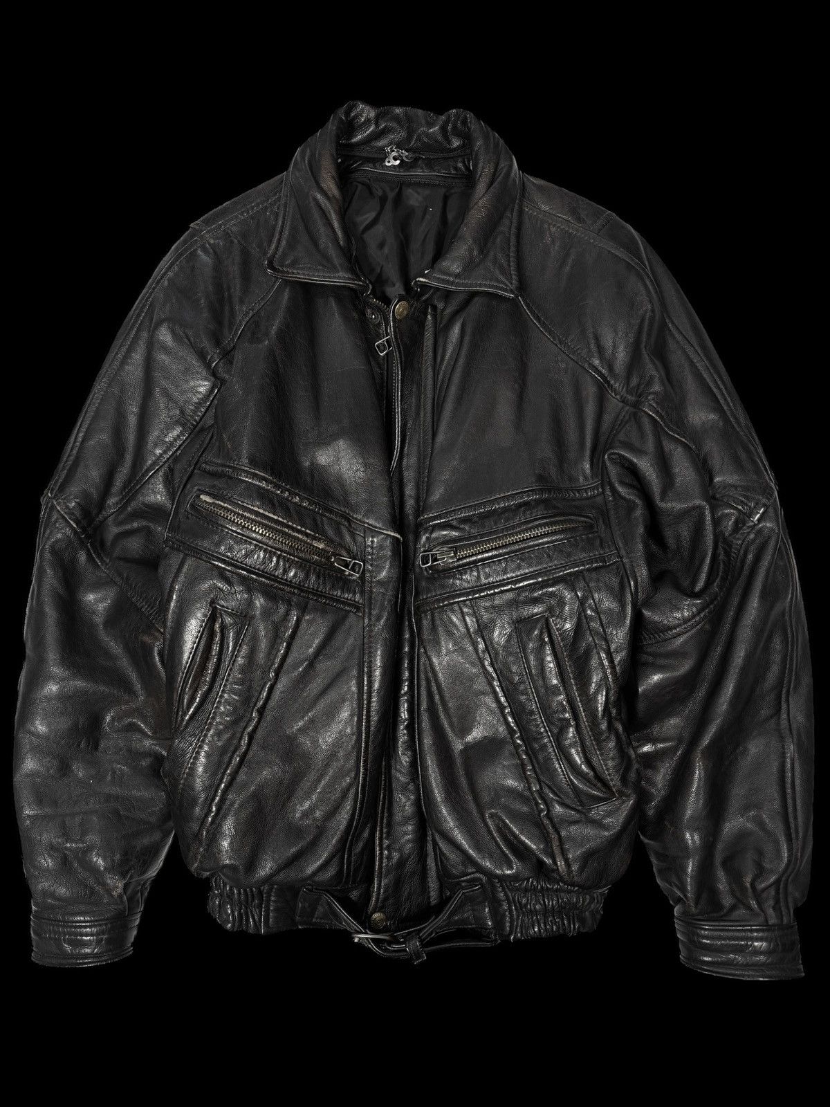 Japanese Brand × Vintage Black leather jacket vintage oversize Size US XL / EU 56 / 4 - 1 Thumbnail