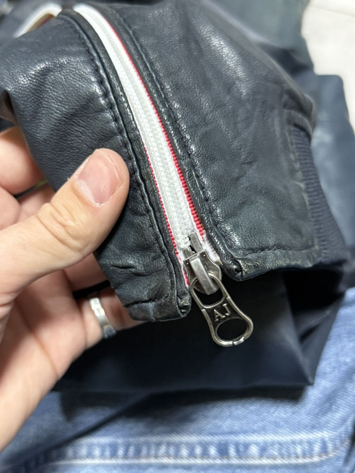 Armani Armani Jeans leather ovina Calf leather hooded jacket zip Size US S / EU 44-46 / 1 - 15 Thumbnail