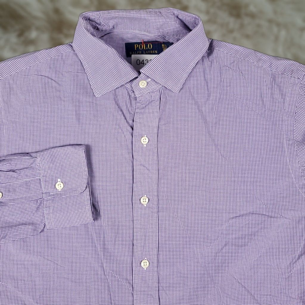 Ralph Lauren Ralph Lauren Dress Shirt Mens 16.5 Purple Check Long Sleeve Button Up Size 42R - 1 Thumbnail