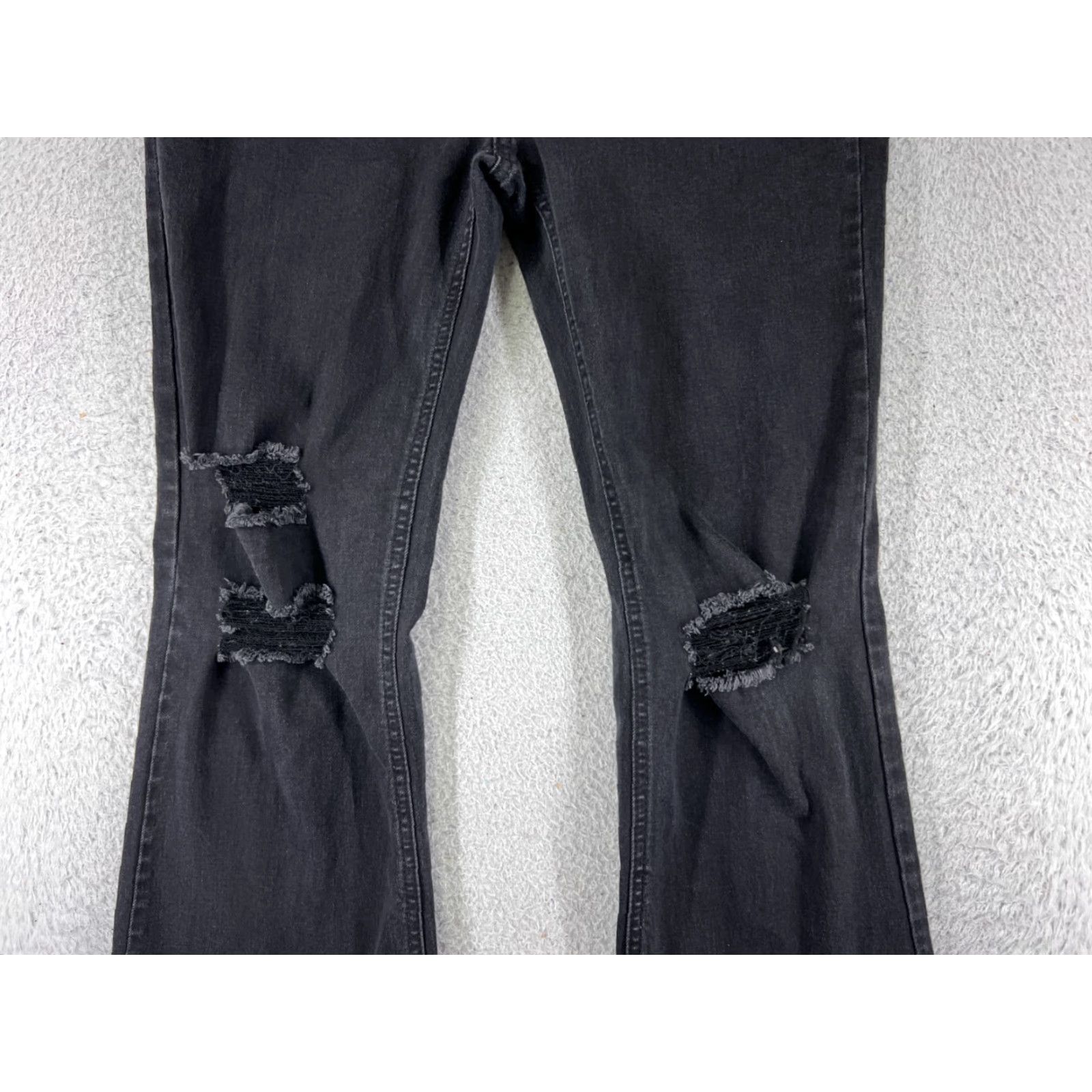 Vintage Wax Jeans PANTS Women 26x30 Black Denim High Rise Flared Distressed Cotton Blend Stretch 5-Pocket Design Regular Fit 30 in Inseam Denim Jeans Women's Size 26" / US 2 / IT 38 - 3 Thumbnail
