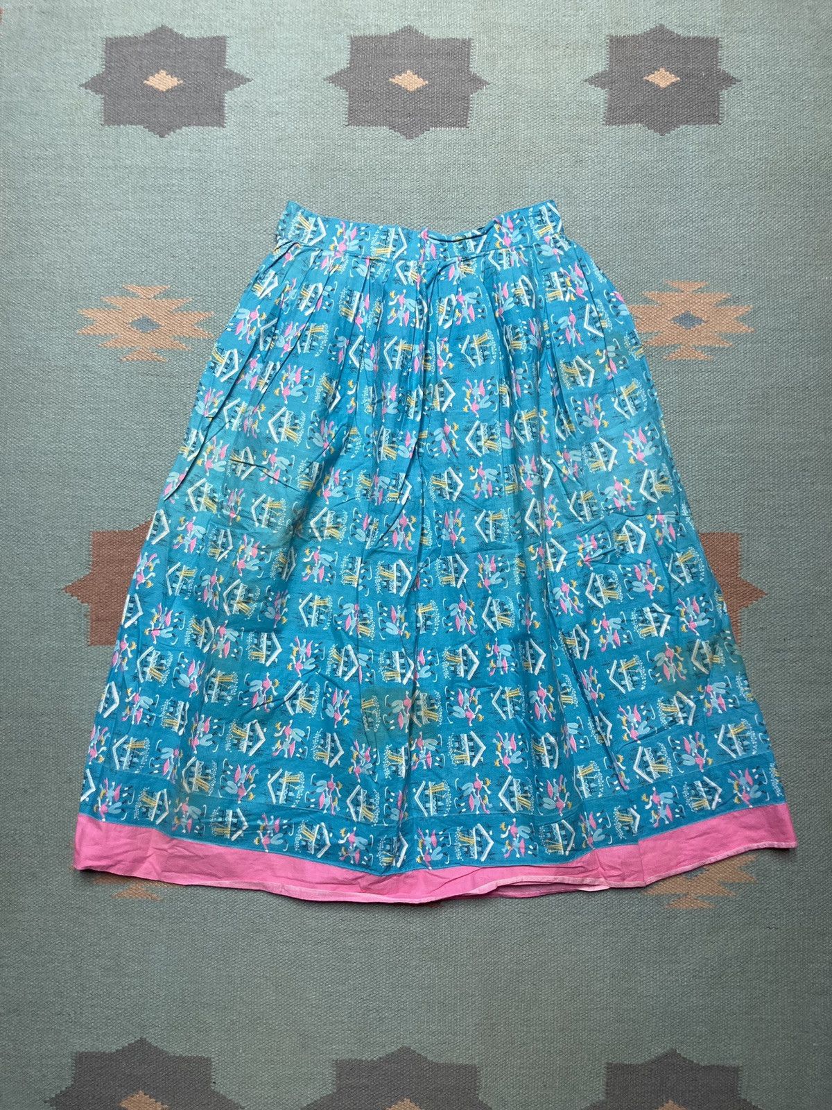 Vintage 1950s novelty print skirt ice skating cotton pleat midi? 24” Size 24" / US 00 / IT 34 - 6 Thumbnail