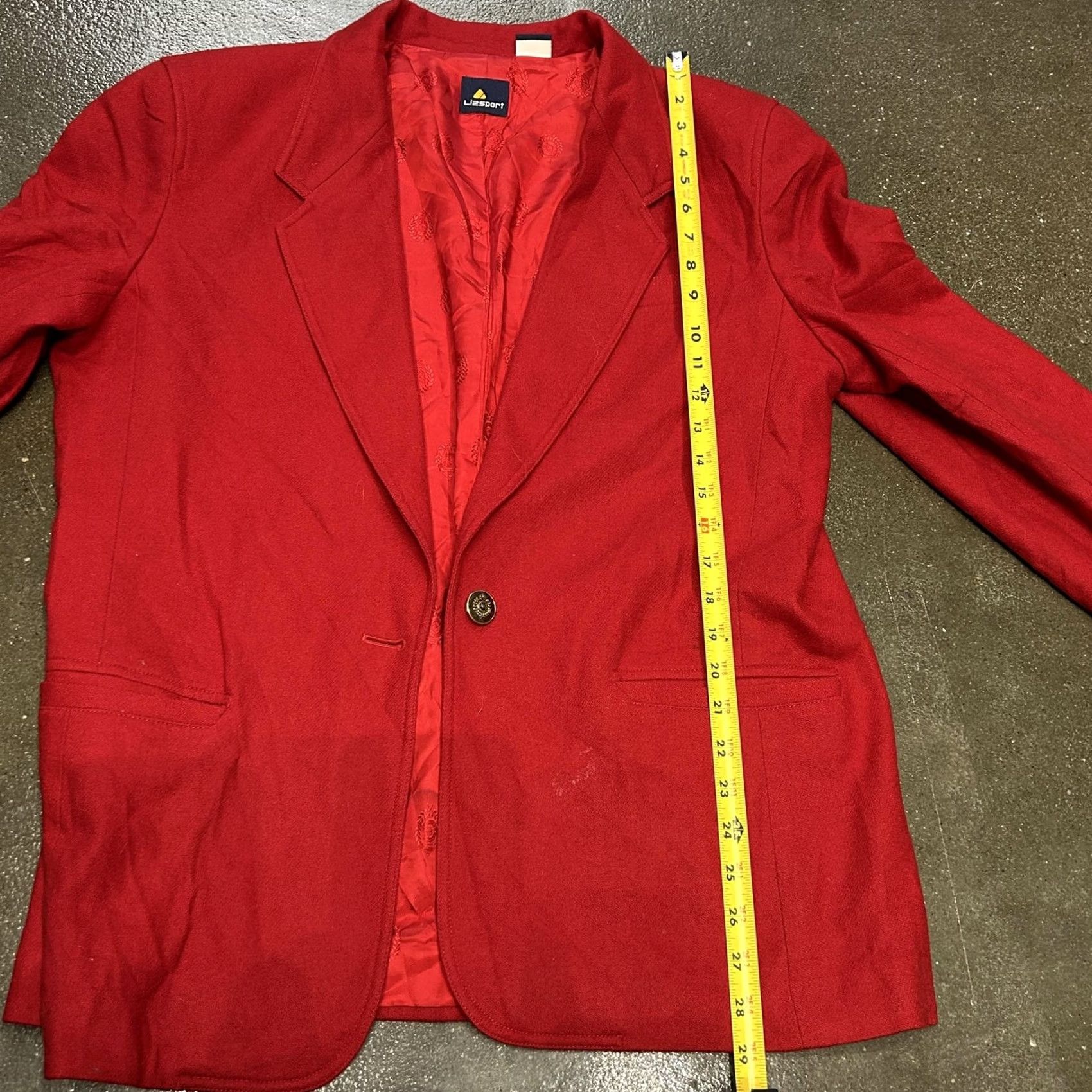 Liz Claiborne VINTAGE Lizsport Blazer Womens Medium Large Red One Button Lined Jacket 90s Size M / US 6-8 / IT 42-44 - 4 Thumbnail