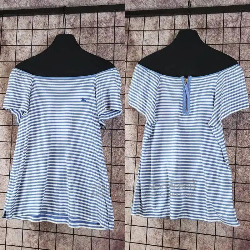 Burberry Burberry Summer Blue Striped Short Sleeve T-Shirt. Size M / US 6-8 / IT 42-44 - 2 Thumbnail