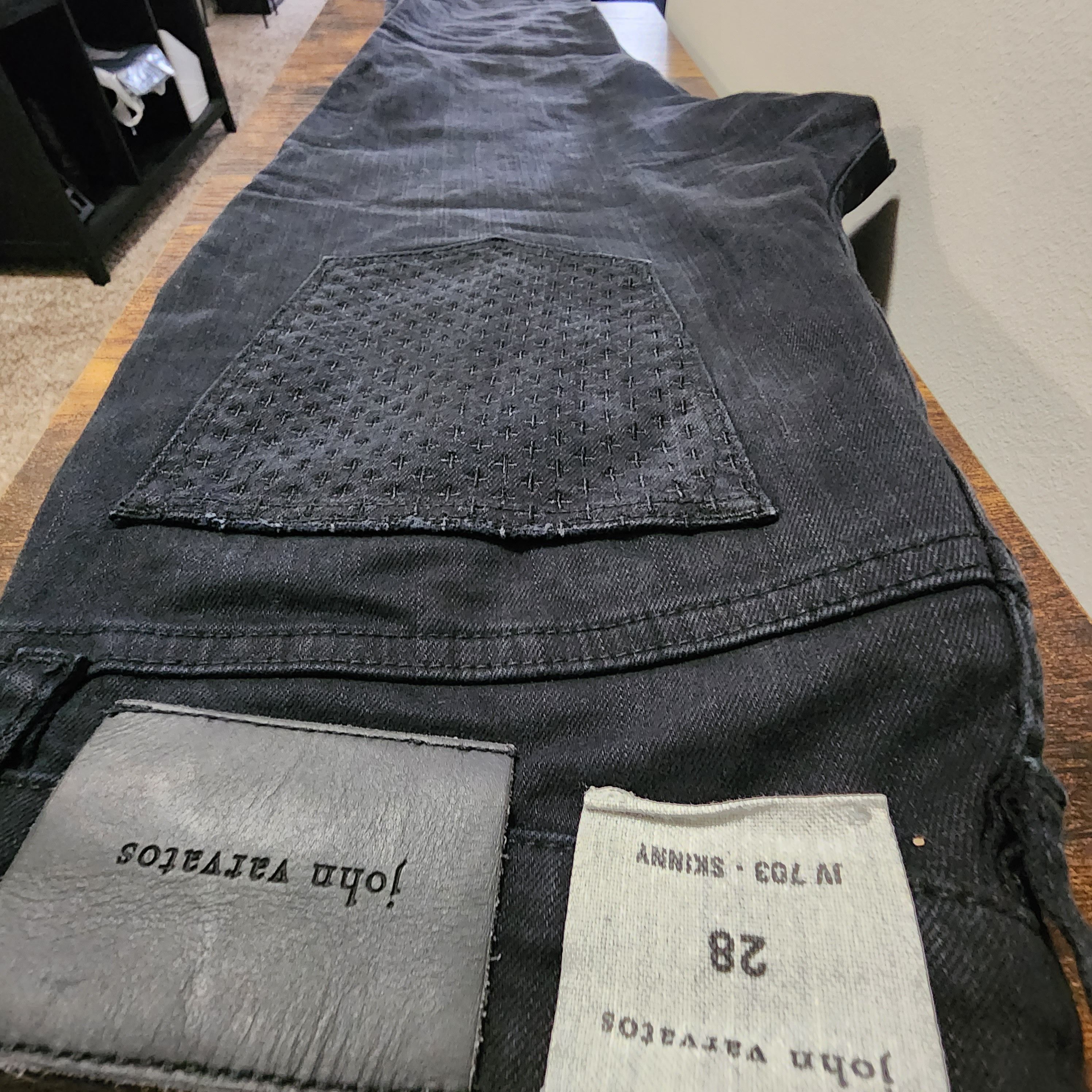 John Varvatos John Varvatos Black Slim Jeans Sashiko Pocket Detail Denim Size US 28 / EU 44 - 3 Thumbnail