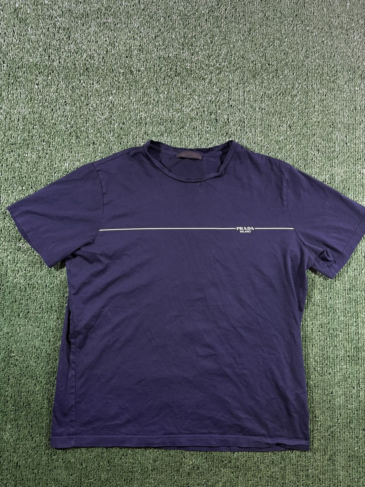 Prada Prada Shirt Sleeve T Shirt Navy Blue Size US S / EU 44-46 / 1 - 1 Thumbnail