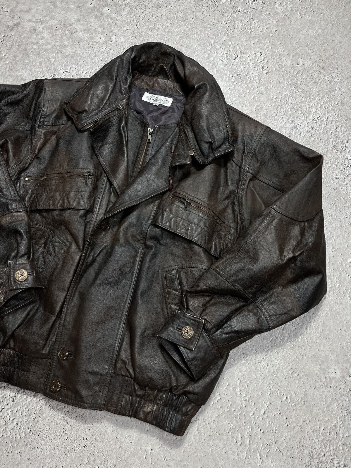 Leather Vintage Leather Bomber Jacket Brown Men Size L Zip Aviator Size US L / EU 52-54 / 3 - 2 Thumbnail
