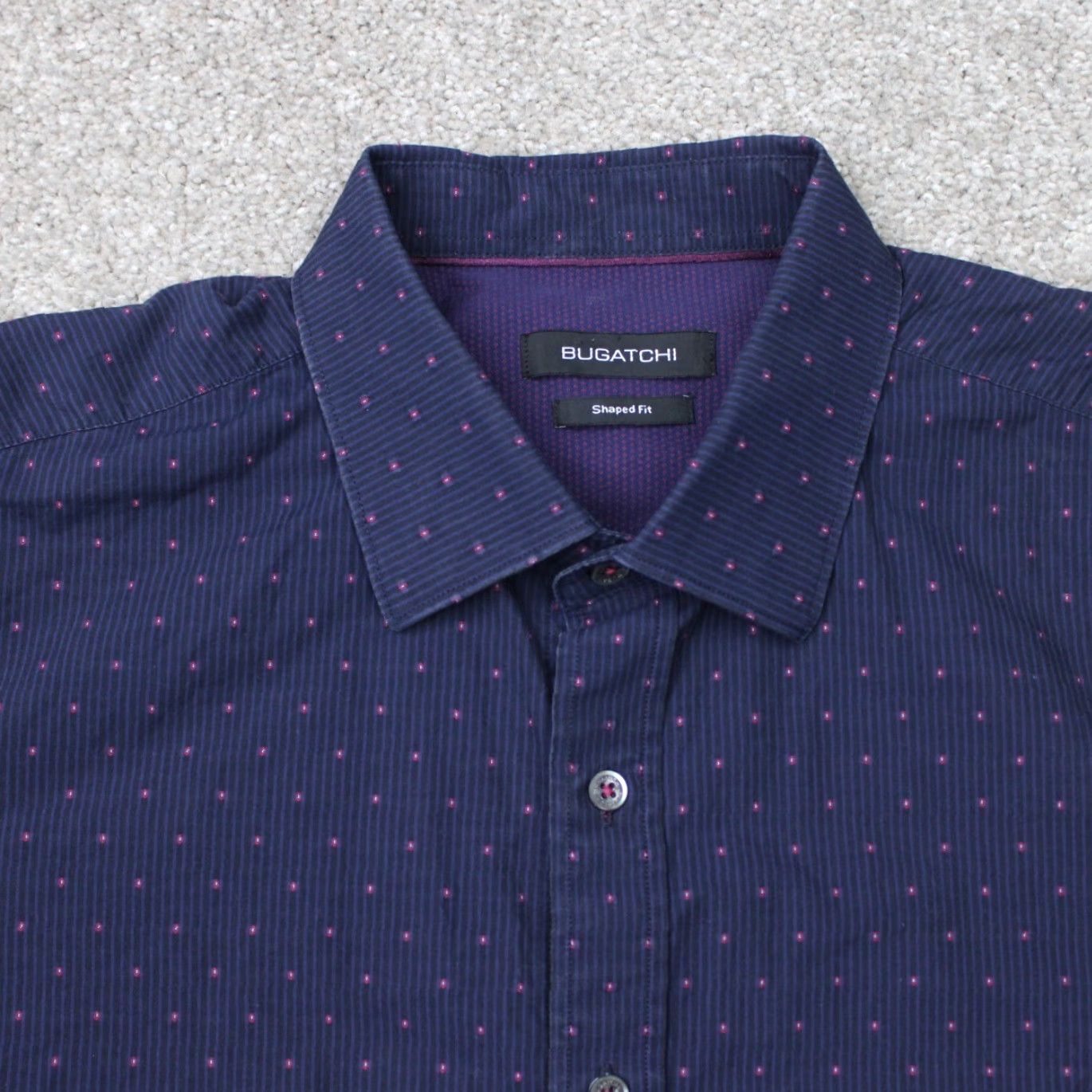 BUGATCHI Bugatchi Shirt Mens Large Blue/Purple Geometric Button-Up Long Sleeve Size US L / EU 52-54 / 3 - 4 Thumbnail