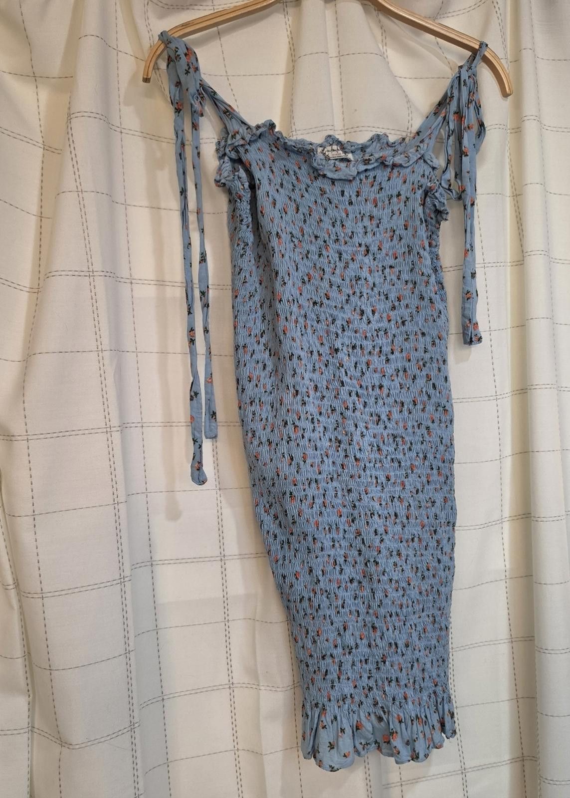 Free People Free People Bella Blue Mini Dress Size L / US 10 / IT 46 - 2 Thumbnail