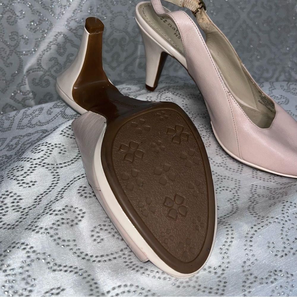 Naturalizer Naturalizes, pale, pink sling back peep to heels Size US 8 / IT 38 - 3 Thumbnail