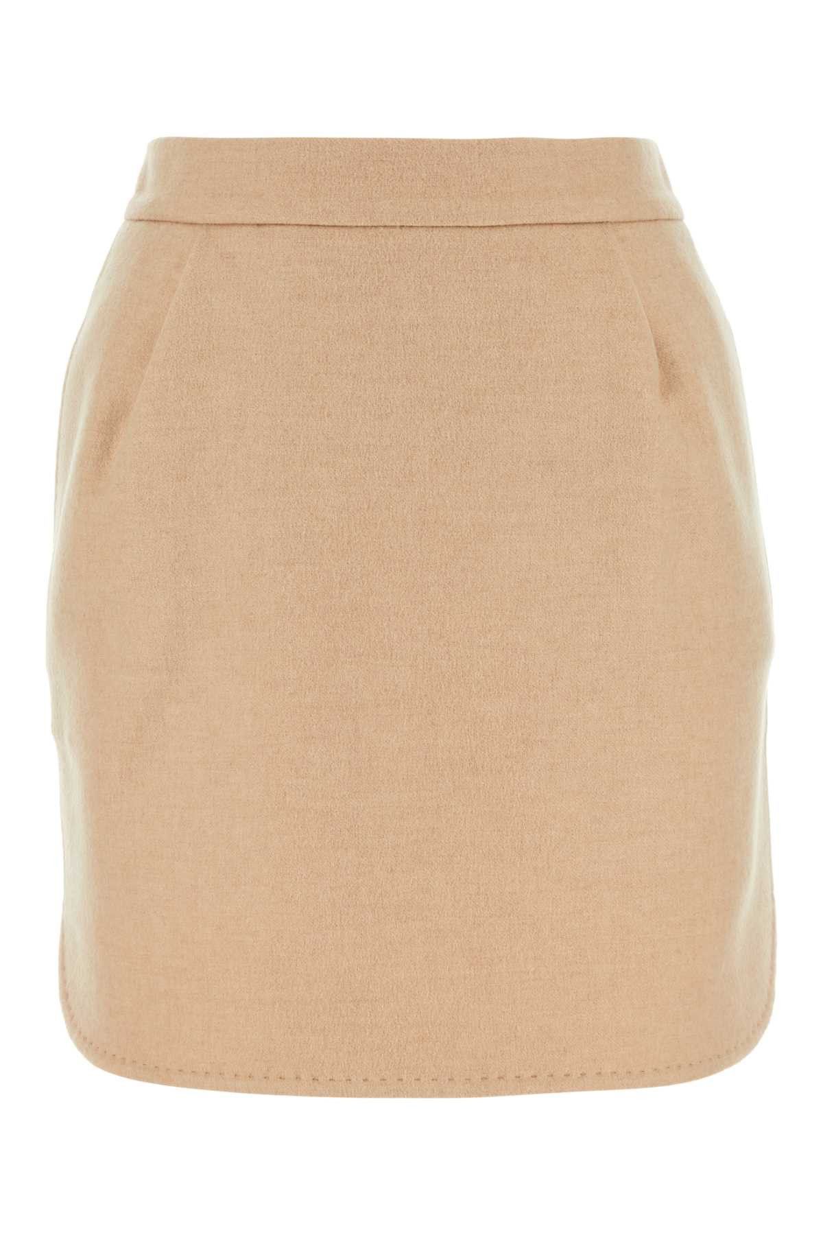 image of Max Mara Beige Wool Bobbio Mini Skirt in Beige O Tan, Women's (Size 26)