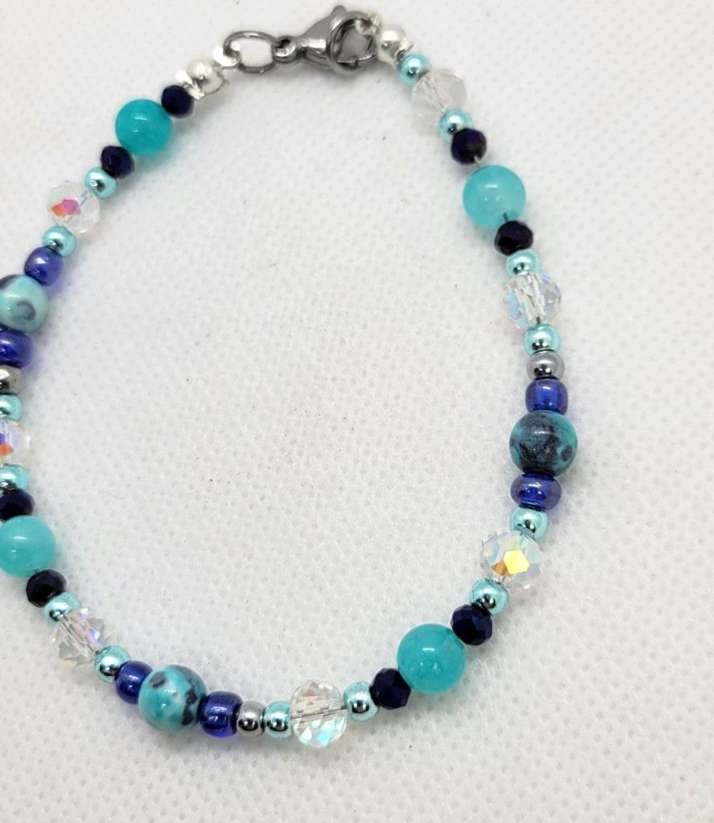 Handmade Mulan Rain Stone, Amazonite, Hematite, Austrian Glowing Bout Size ONE SIZE - 2 Thumbnail