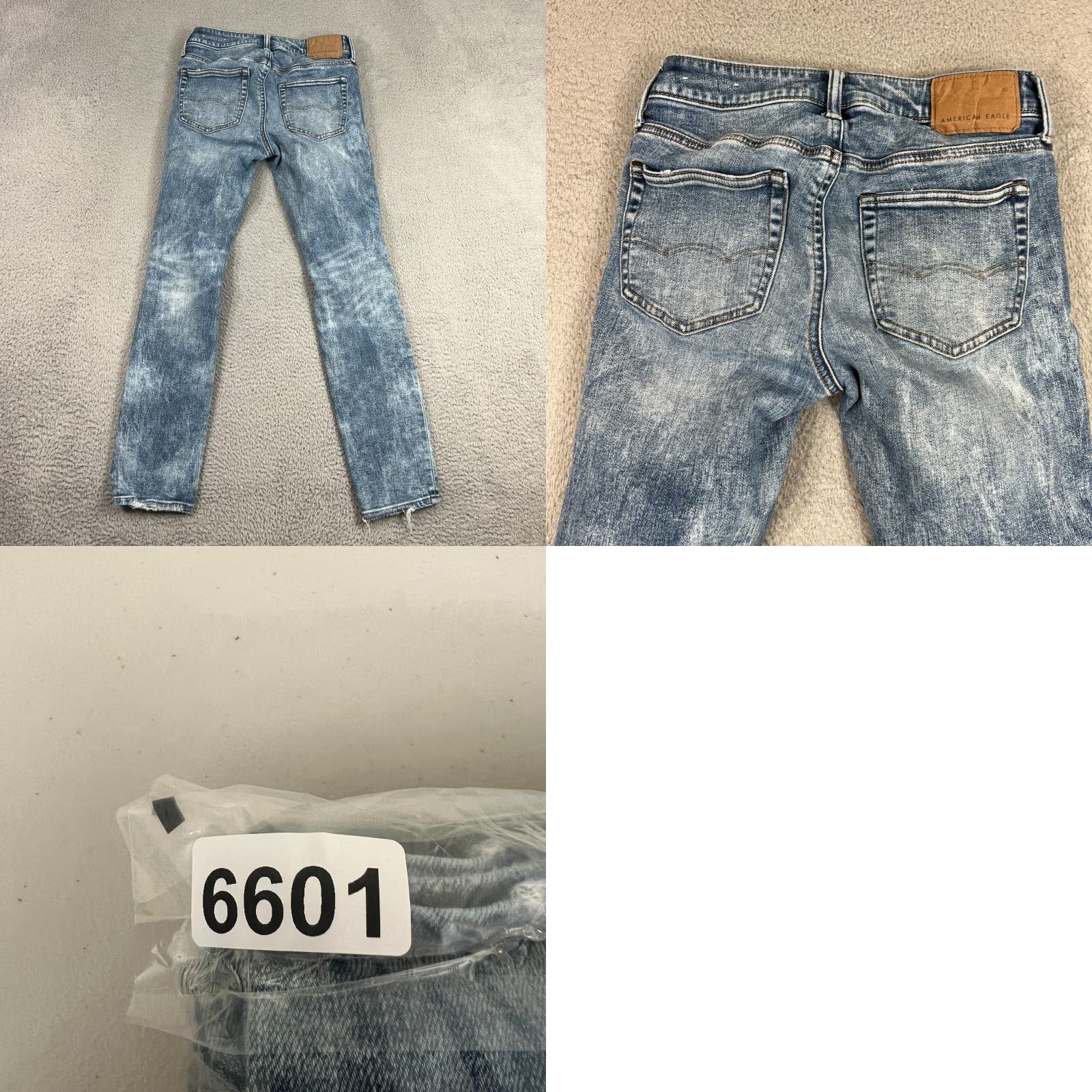 American Eagle Outfitters VINTAGE American Eagle Jeans Mens 29x30 Skinny Light Blue Acid Wash Distressed Thrashed Size US 29 - 8 Thumbnail
