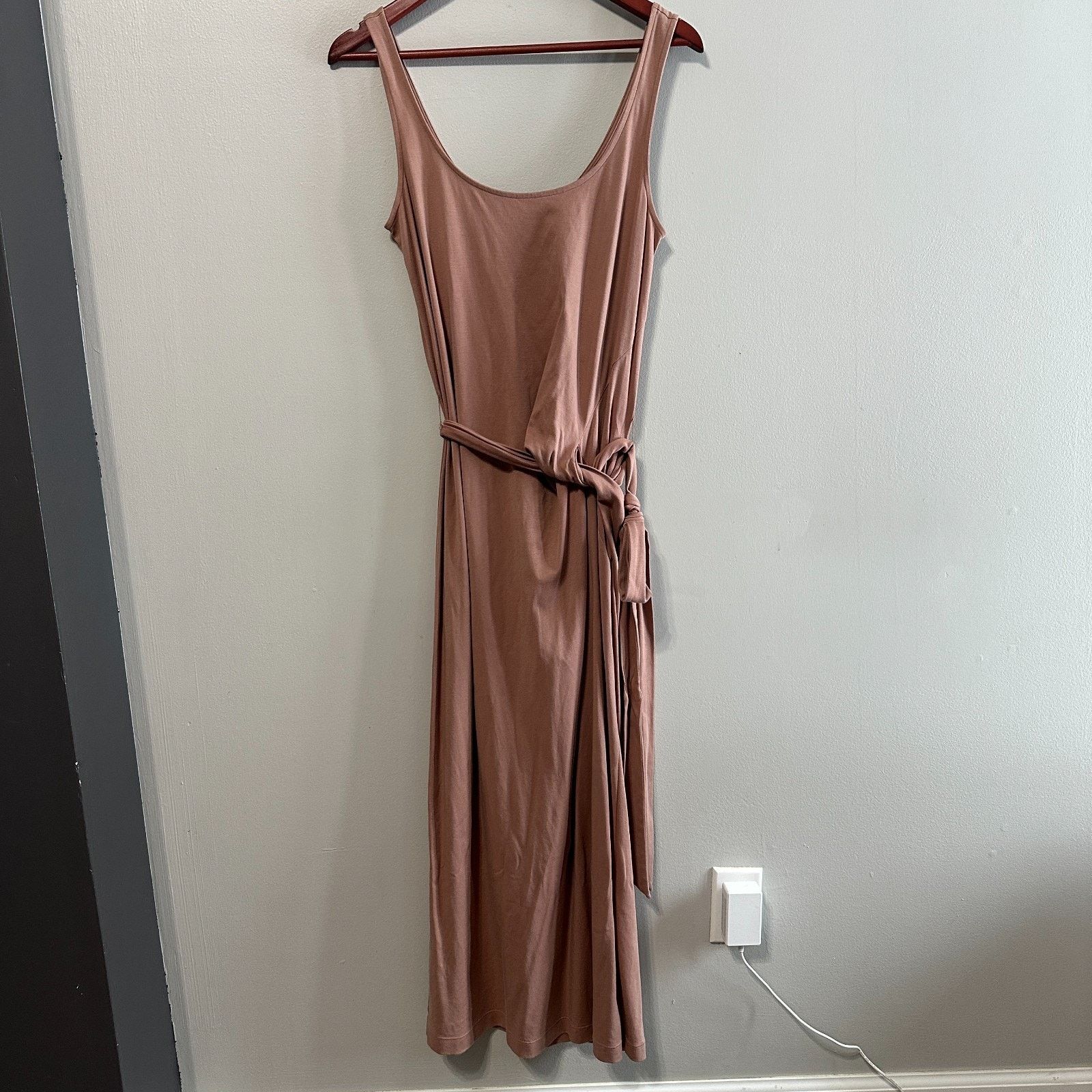 Vince Vince Cotton Dress Rose Size Medium Midi Tie Scoop Bodycon Size M / US 6-8 / IT 42-44 - 2 Thumbnail