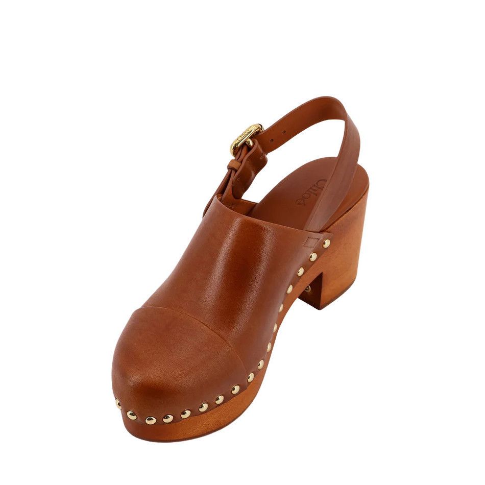 Chloe CHLOE Jeanette Brown 80mm Leather Clogs New & Authentic (Wom Size US 7 / IT 37 - 4 Thumbnail