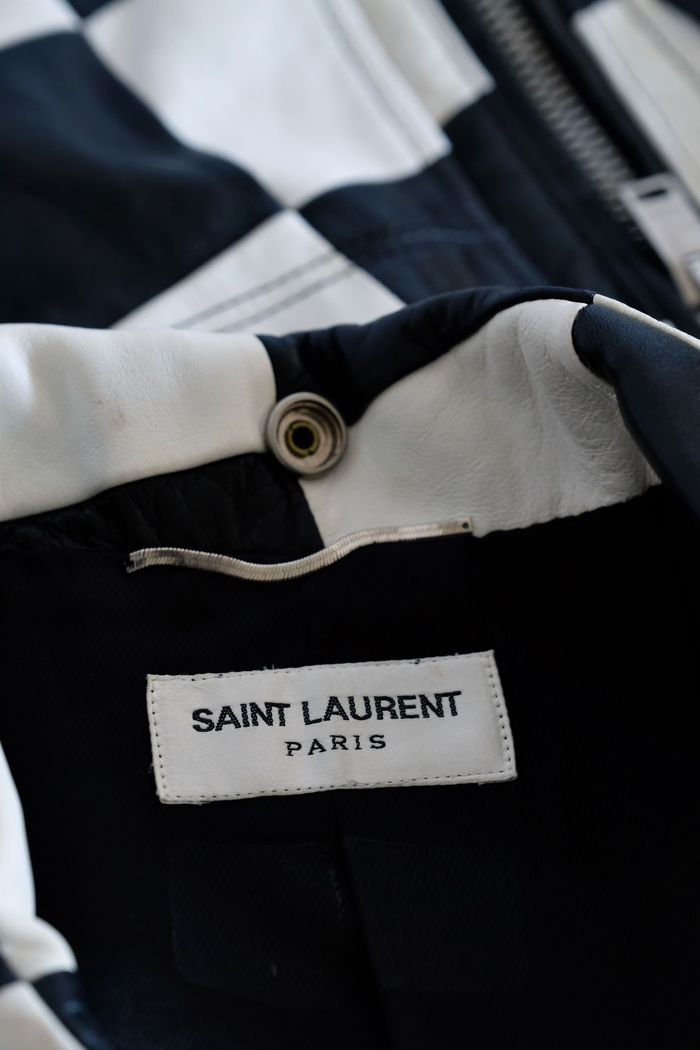 Hedi Slimane × Saint Laurent Paris Saint Laurent Leather Damier Checkered Biker Jacket Paris Size US XS / EU 42 / 0 - 10 Thumbnail