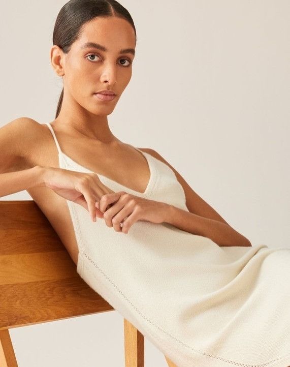 Loro Piana o1srvl11e1024 Cocooning Cashmere Midi Dress in Off White Size S / US 4 / IT 40 - 5 Thumbnail
