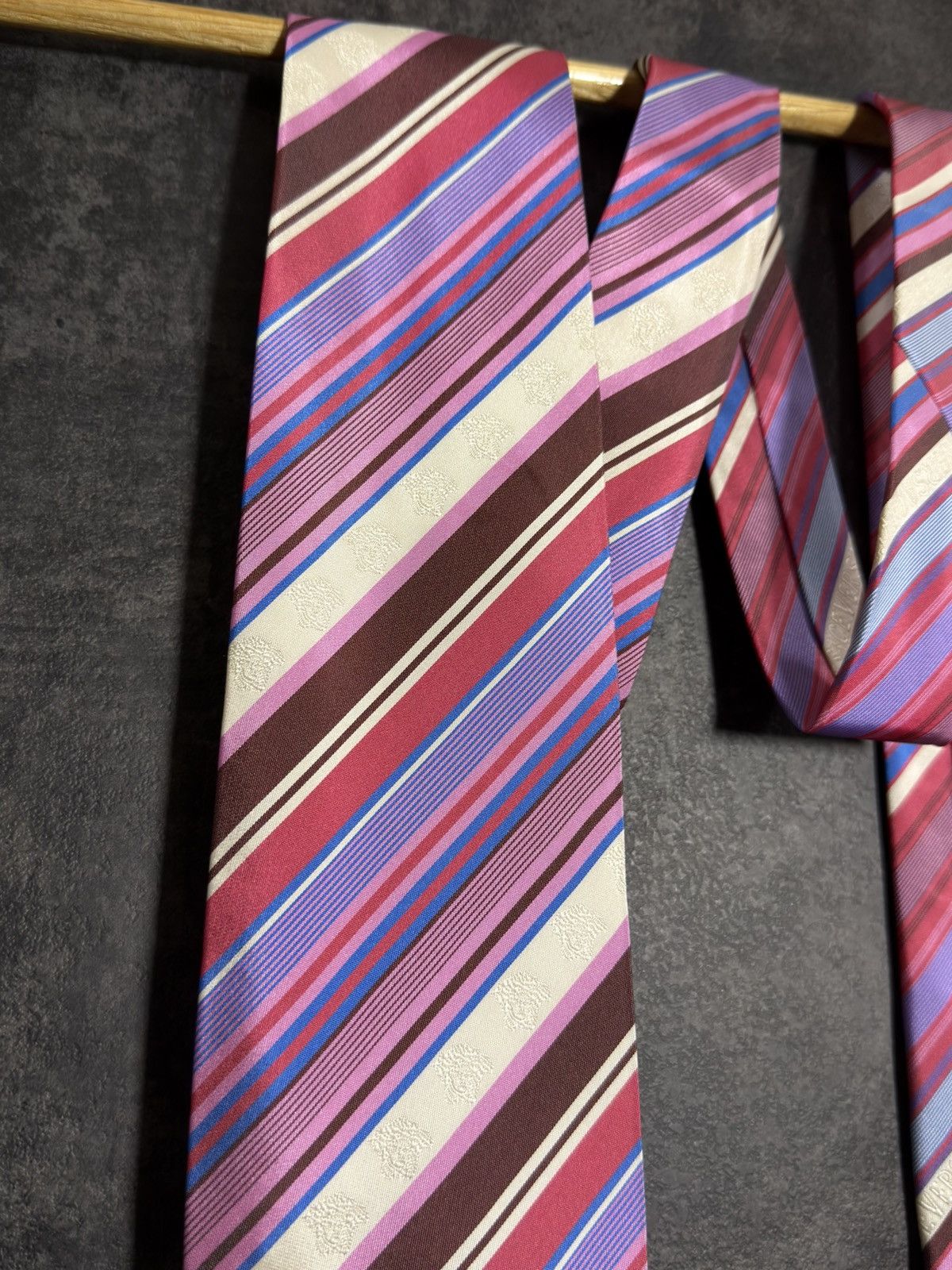 Versace Rare Vintage Versace Medusa Striped Silk Tie ysl gucci prada Size ONE SIZE - 3 Thumbnail