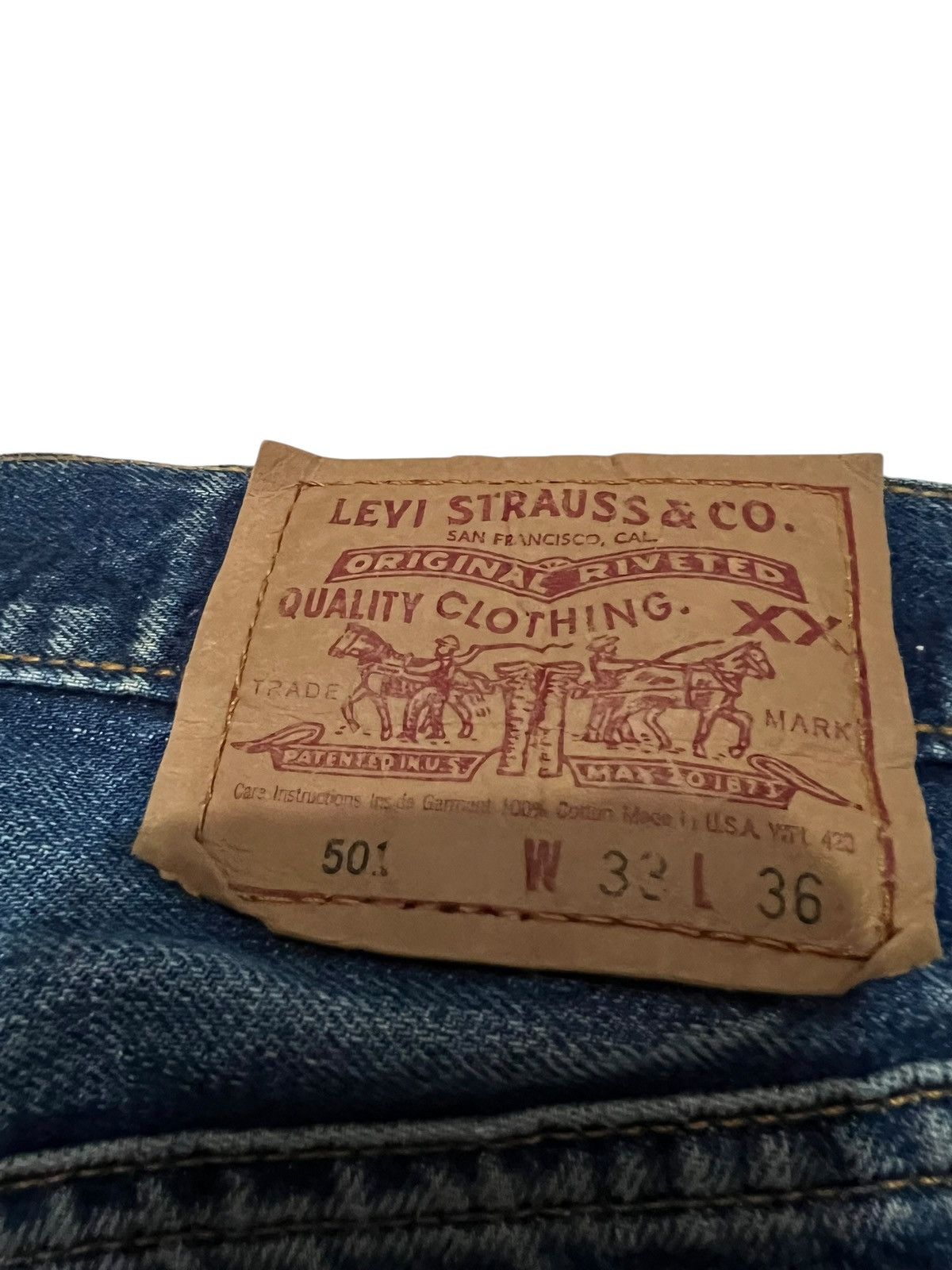 Levi's True Vintage Levis 501 Big E Selvedge Distressed Jean Size US 31 - 20 Thumbnail