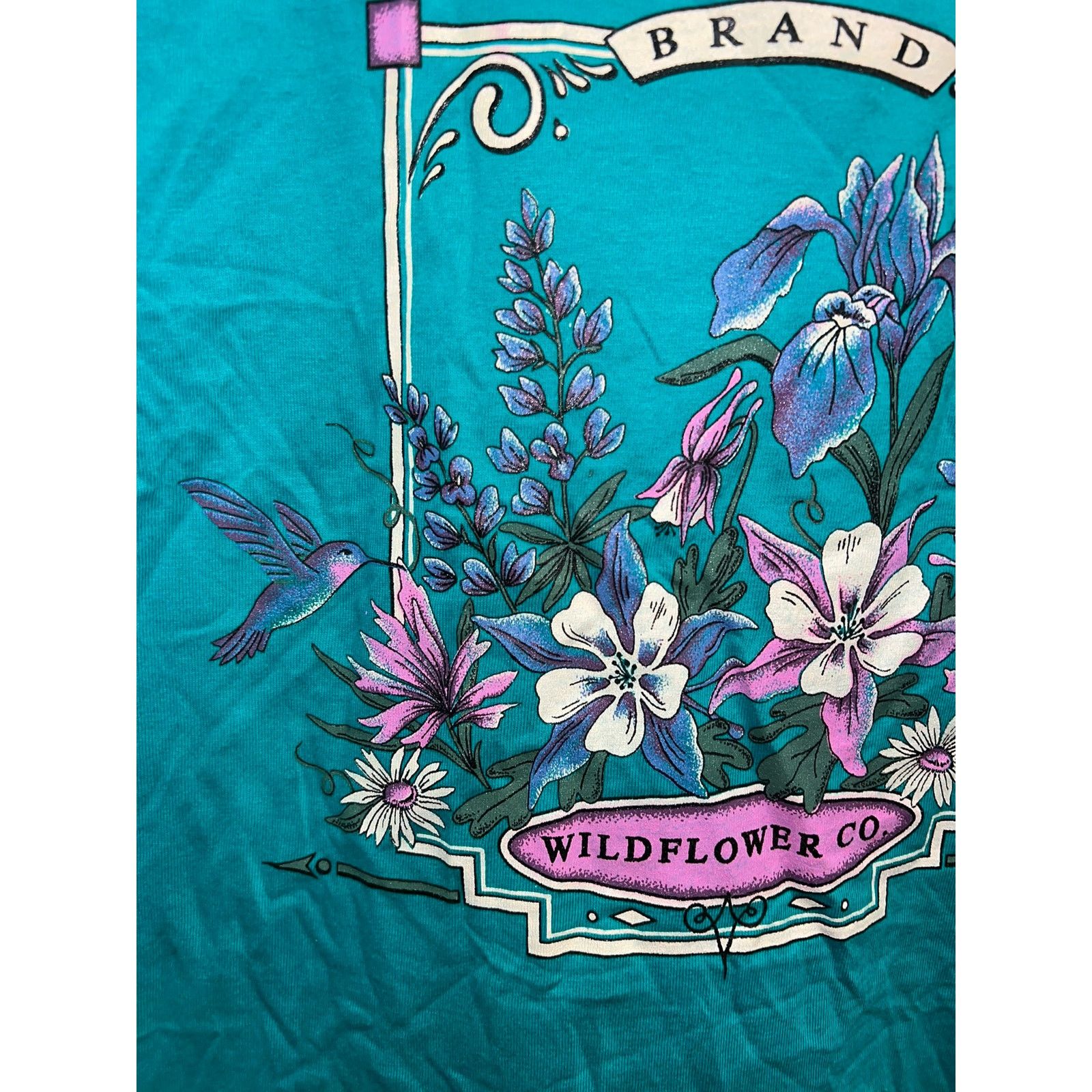 Jerzees Vintage Oregon Shirt Wildflower Co Brand Teal Tee Shirt 90s Size US L / EU 52-54 / 3 - 3 Thumbnail