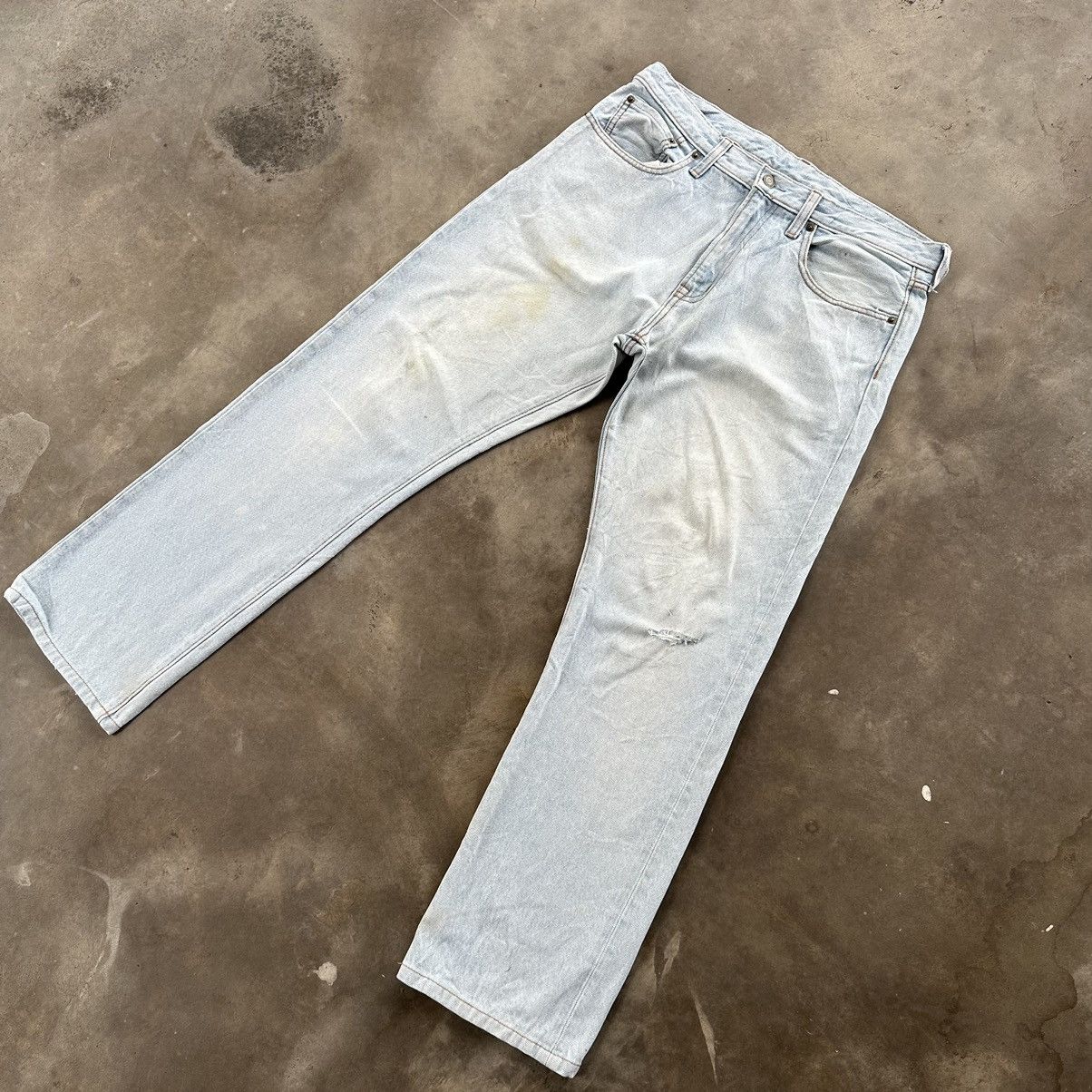 Japanese Brand × Jean × Vintage Vintage Japanese Lightwash Distressed Faded Denim Jean Pant Size US 34 / EU 50 - 4 Thumbnail