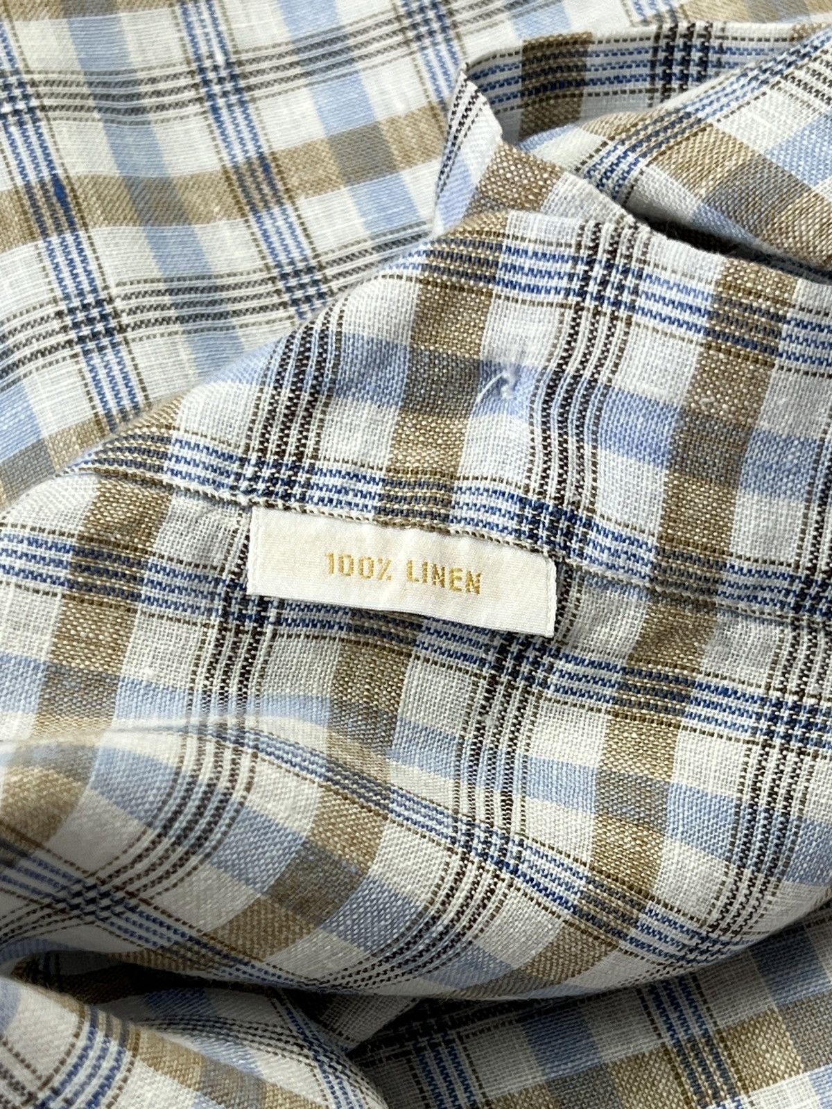Brioni Brioni Short Sleeve Linen Tartan Shirt (Y0543) Size US XL / EU 56 / 4 - 7 Thumbnail