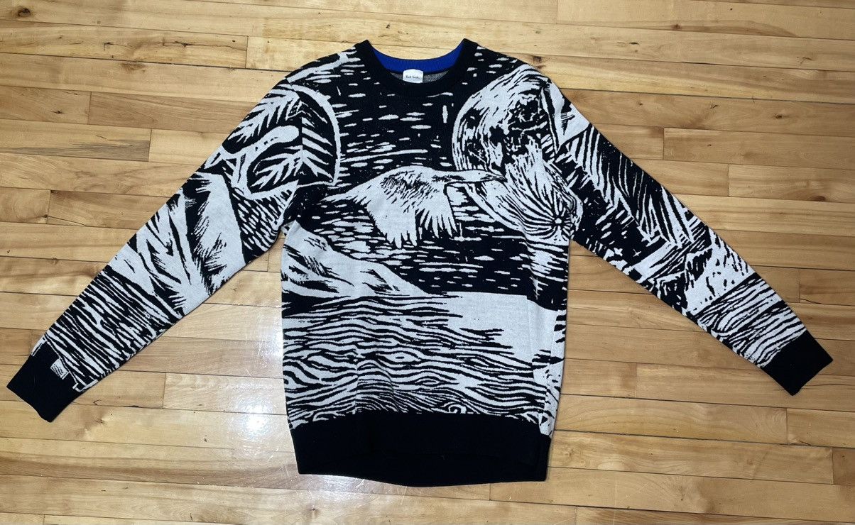 Paul Smith Paul Smith Wool Black Jacquard Landscape Sweater Size US M / EU 48-50 / 2 - 1 Thumbnail