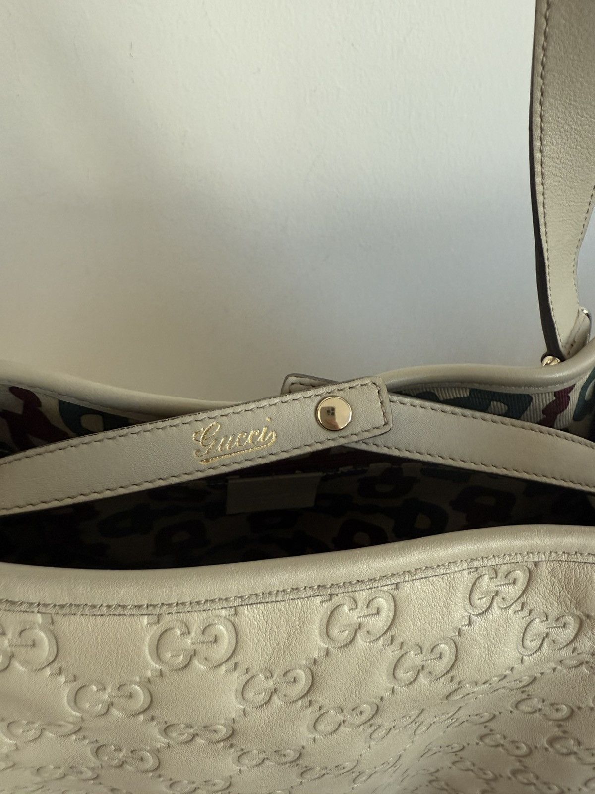Gucci RARE Gucci Guccissma Cream Leather Shoulder Bag Size ONE SIZE - 5 Thumbnail